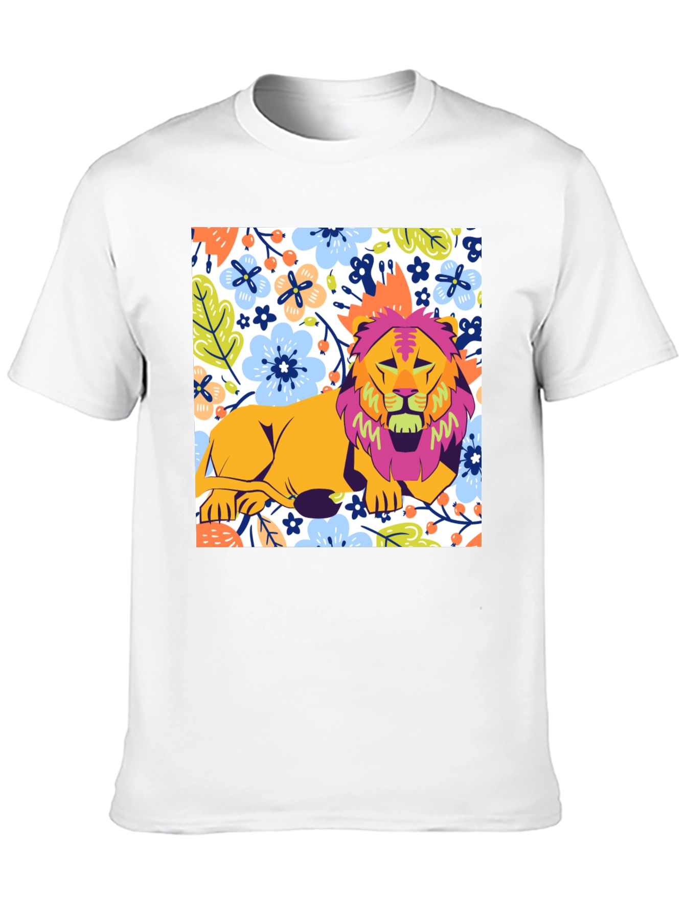 Black Floral Lion Graphic T-Shirt - Stylish Men's Tee view 10