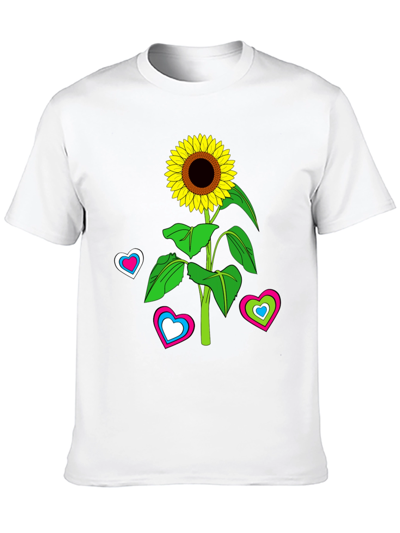 Black Sunflower Heart Graphic Tee - Black Cotton Blend T-Shirt view 10