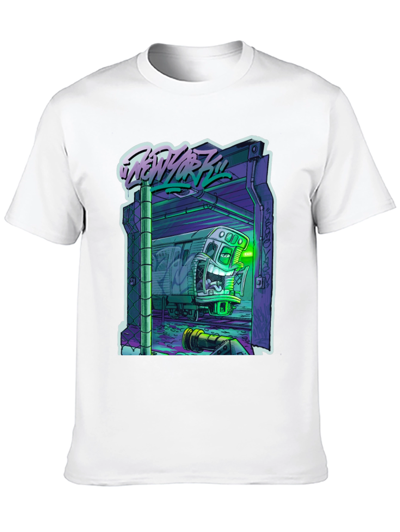 Black New York Subway T-Shirt - Unique Cartoon Design view 10