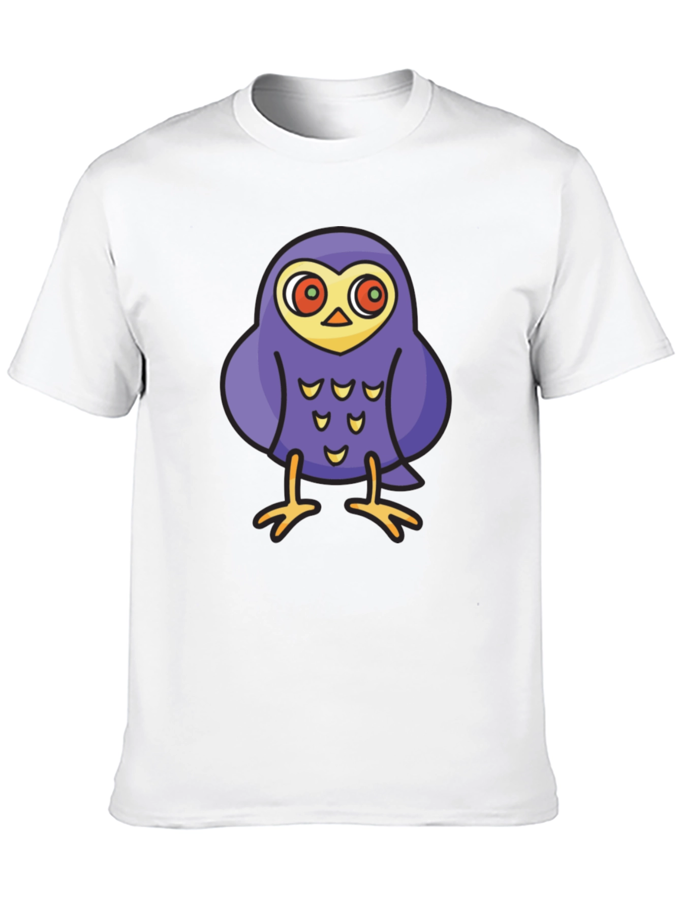 Black Cartoon Owl Graphic Tee - Black Cotton T-Shirt view 10