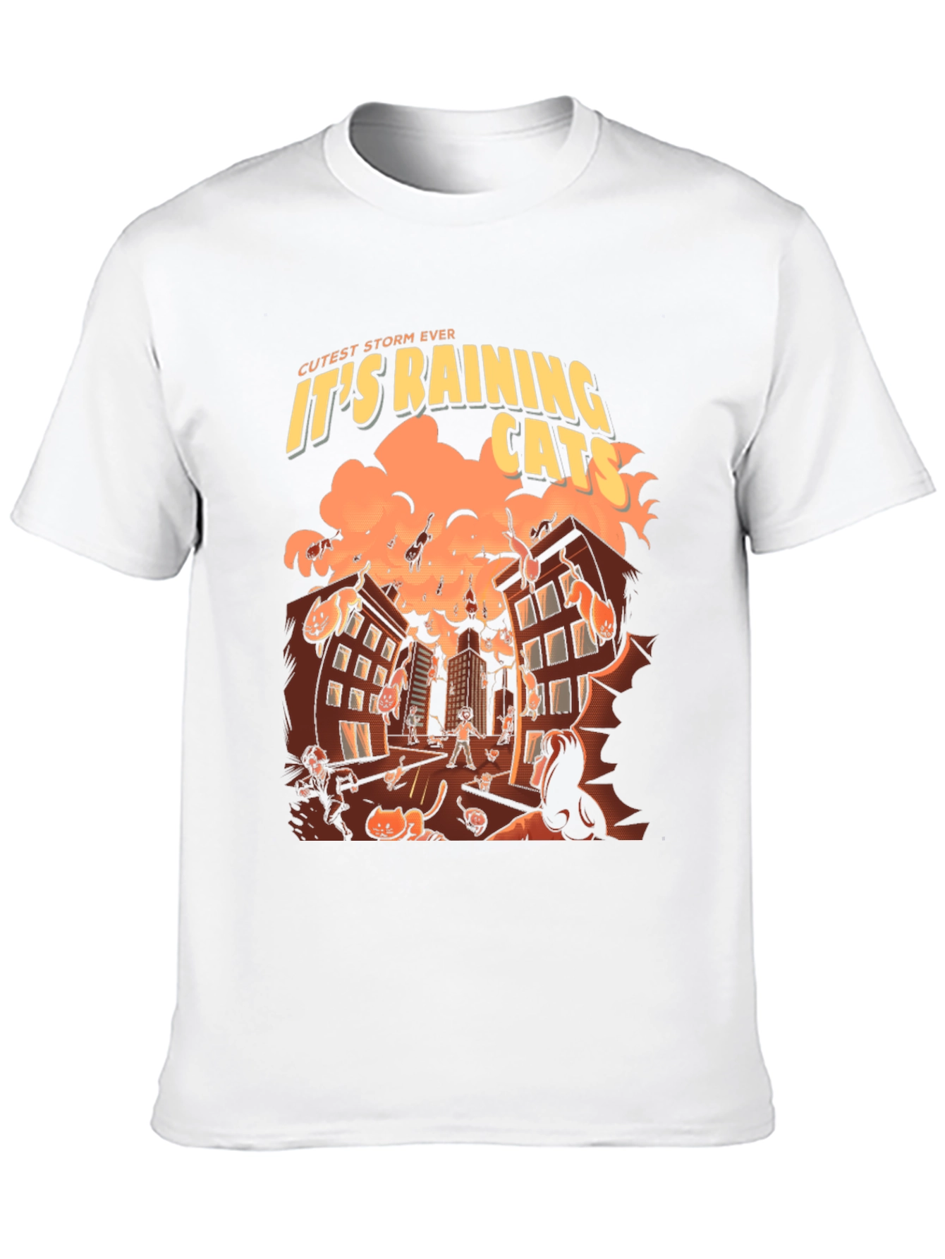 Black It's Raining Cats T-Shirt - Novelty Graphic Tee view 10