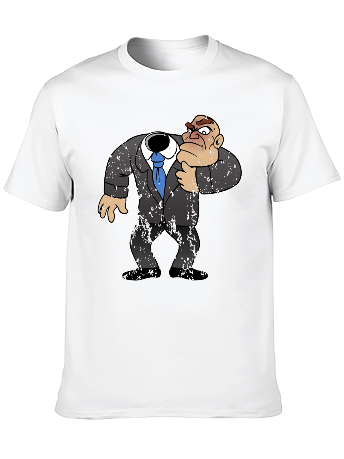 Black Headless Cartoon Boss T-Shirt - Funny Graphic Tee view 10