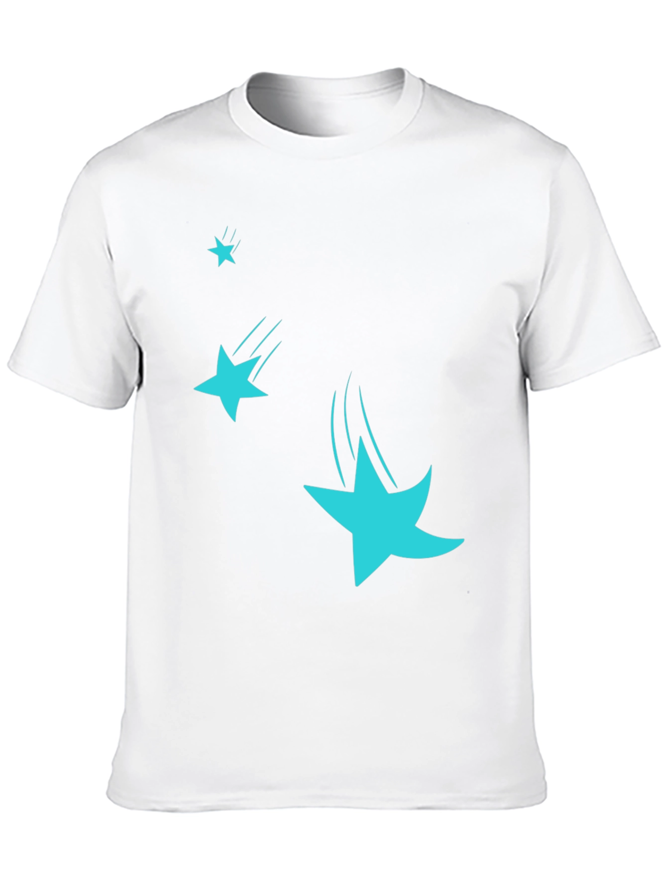 Black Men's Black T-Shirt with Falling Stars Design view 10