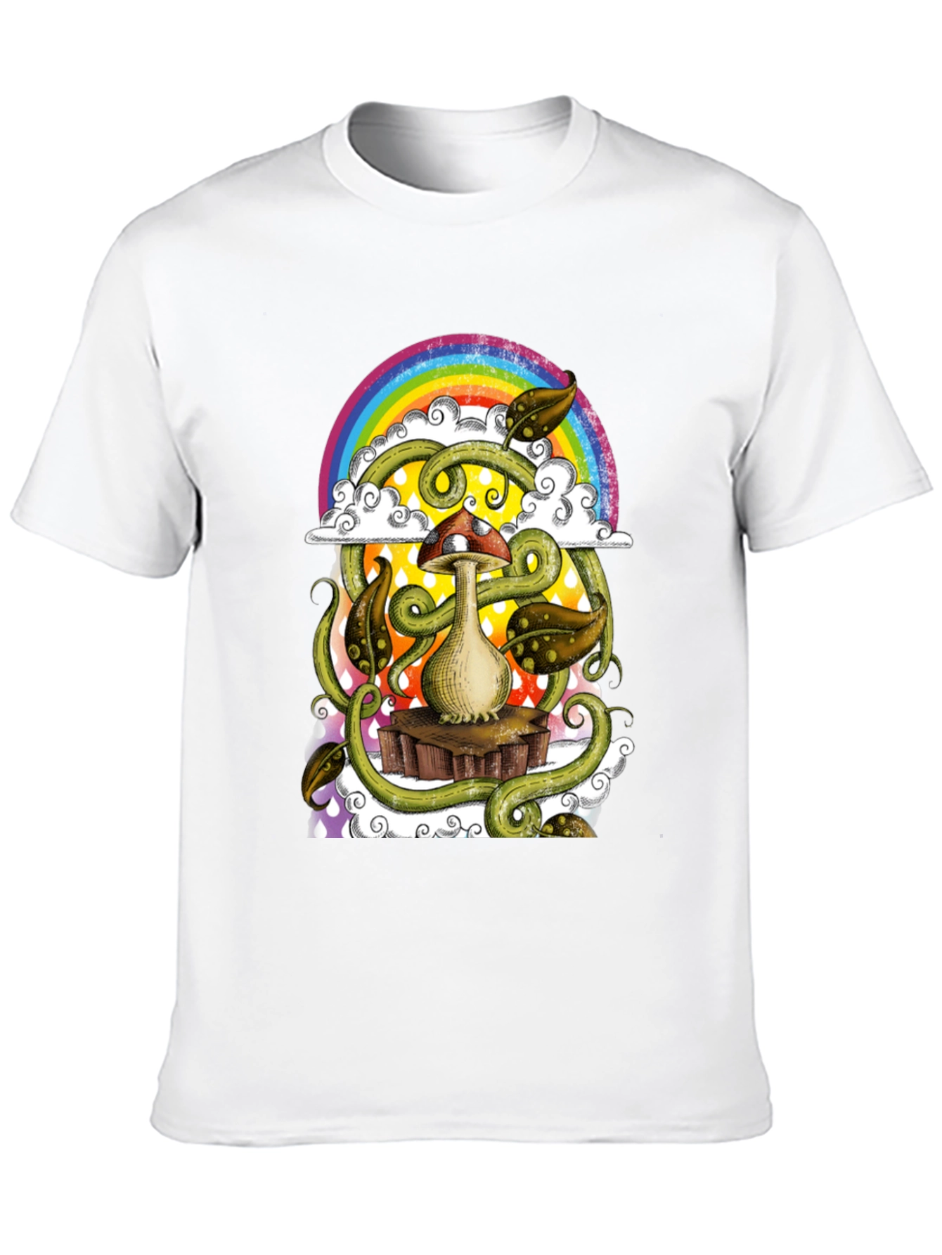 Black Mushroom Rainbow T-Shirt - Groovy Psychedelic Tee view 10