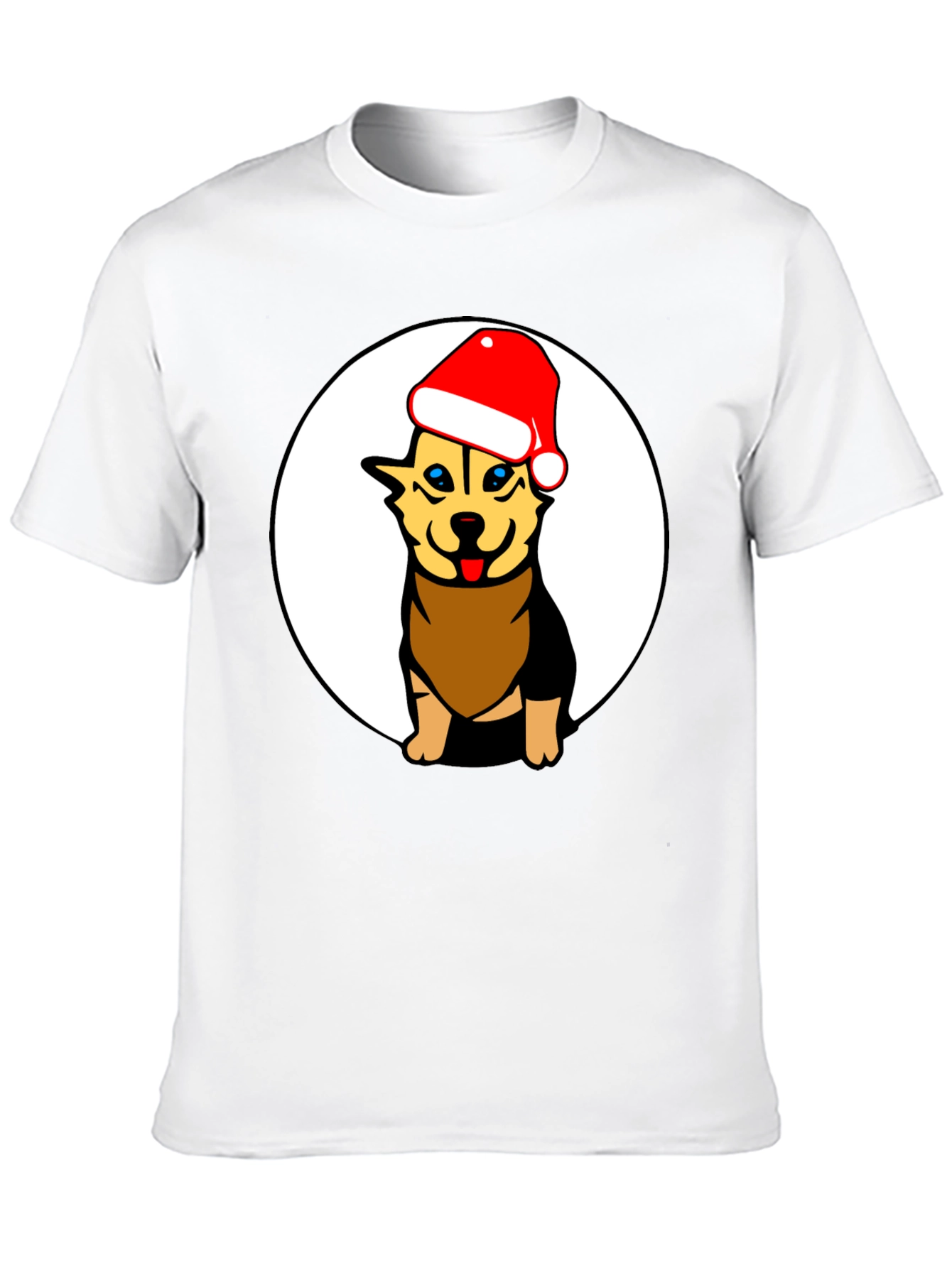 Black Dog with Santa Hat Black Graphic Tee view 10