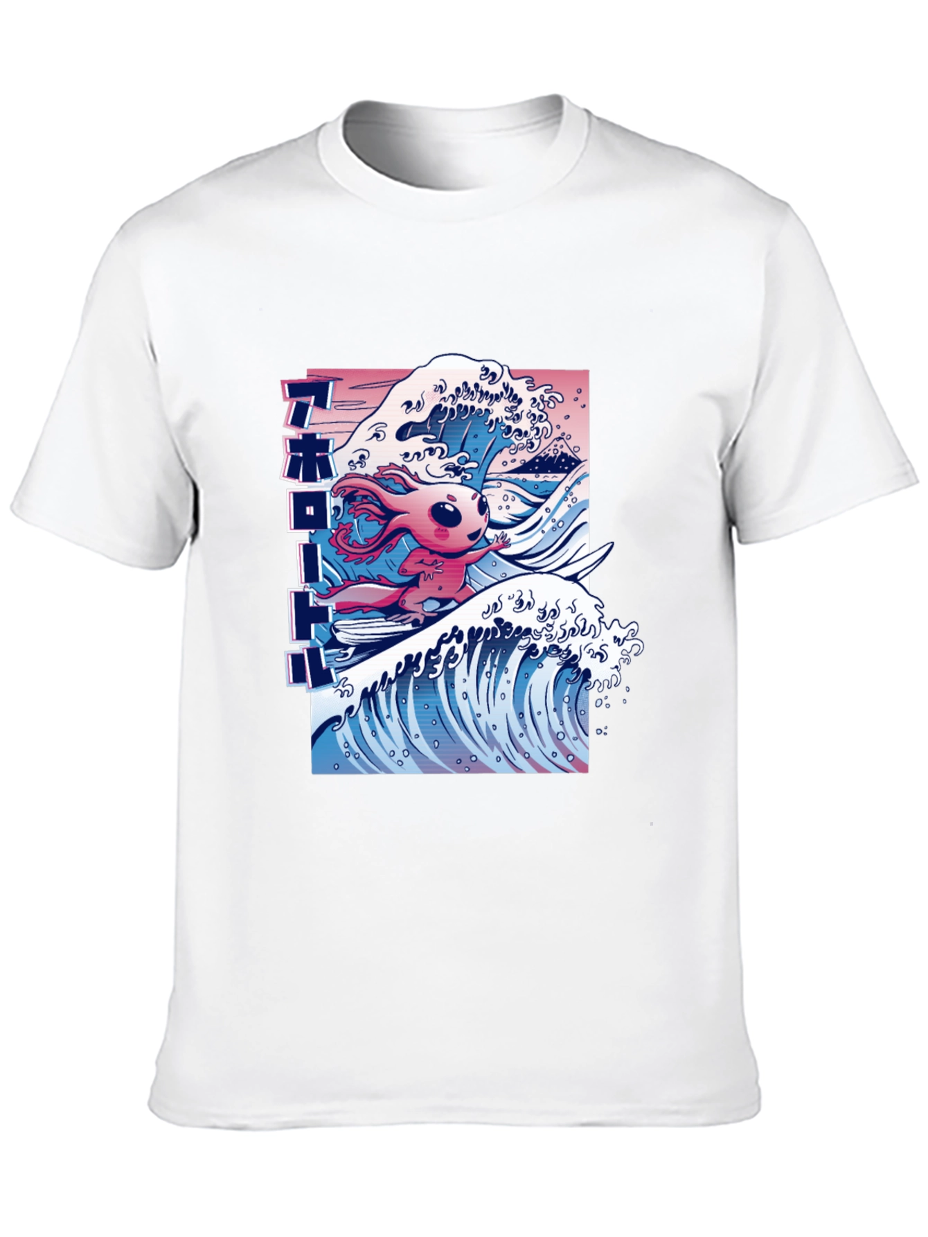 Black Surfing Axolotl Graphic Tee - Black Cotton Blend T-Shirt view 10