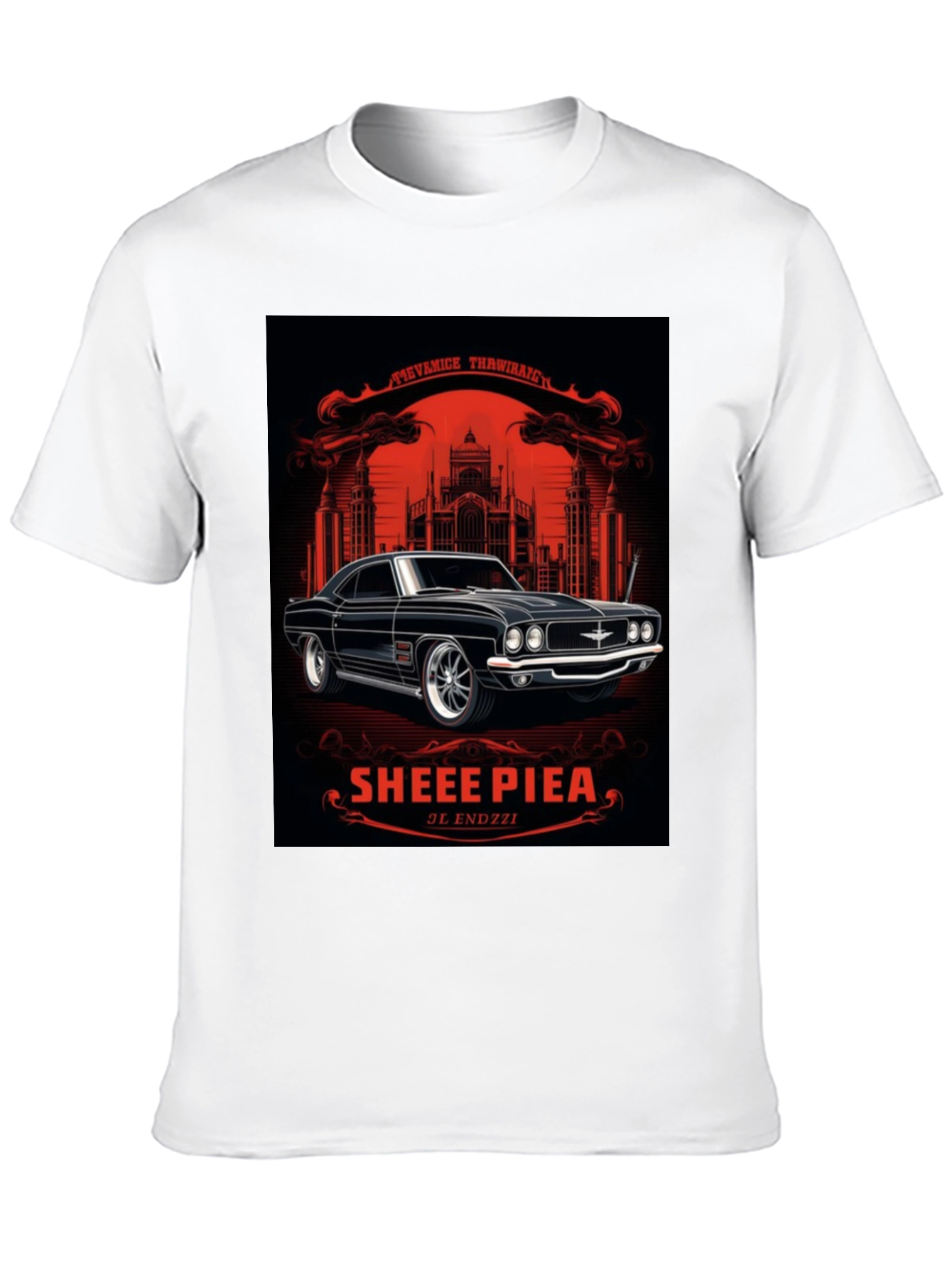 Black Classic Car Graphic Tee - Sheee Piea Black T-Shirt view 10
