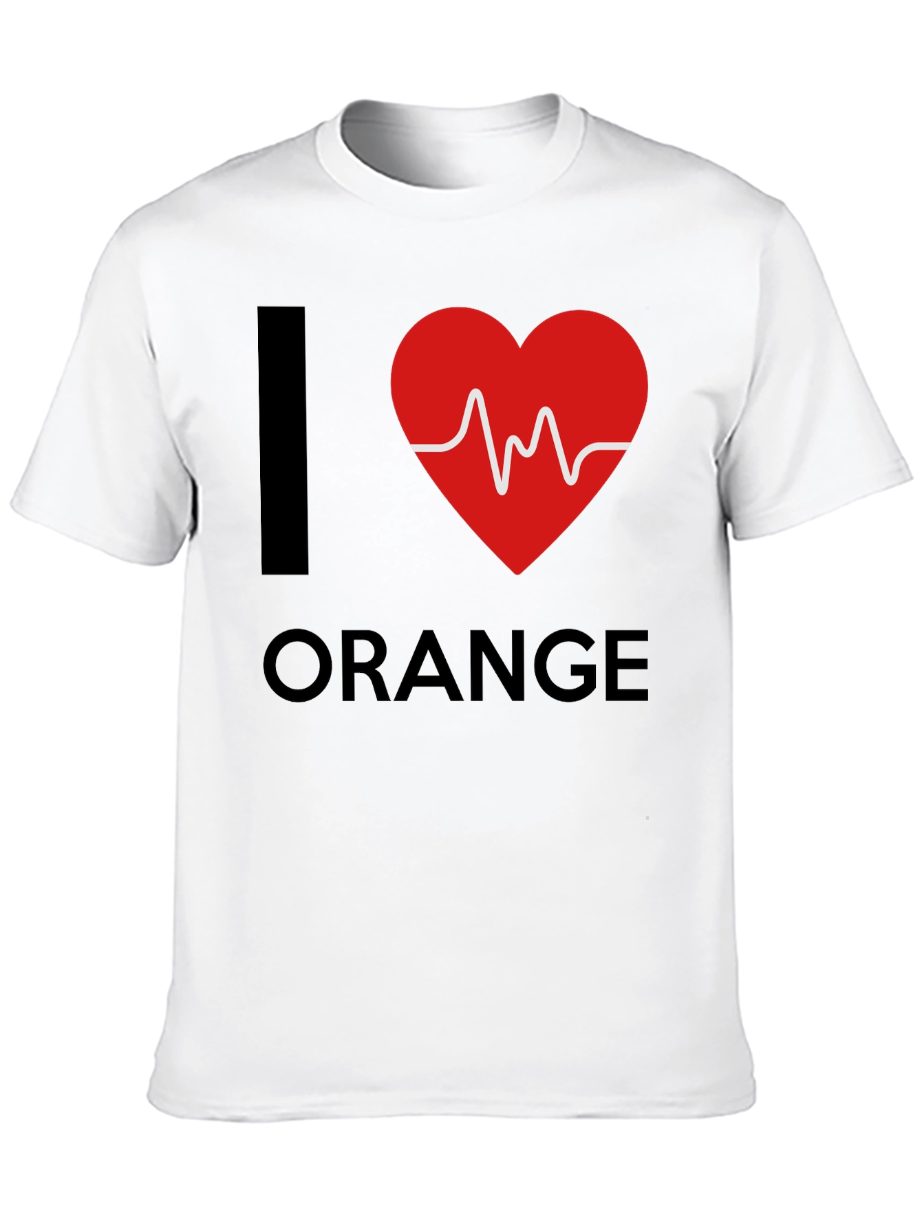 Black I Heart Orange Graphic Tee - Novelty T-Shirt view 10