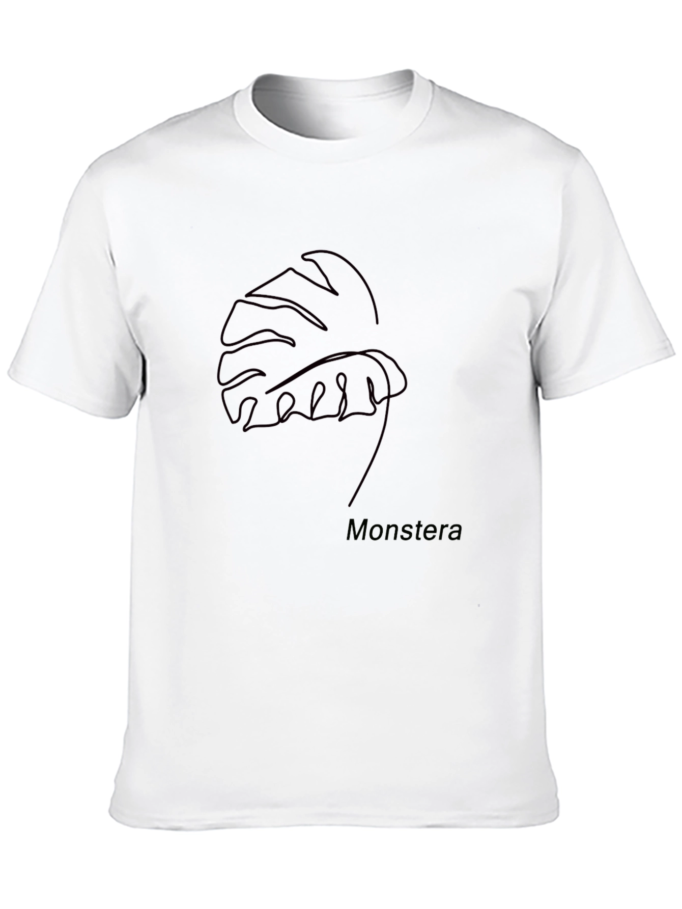 Black Monstera Leaf Line Art Black T-Shirt view 10