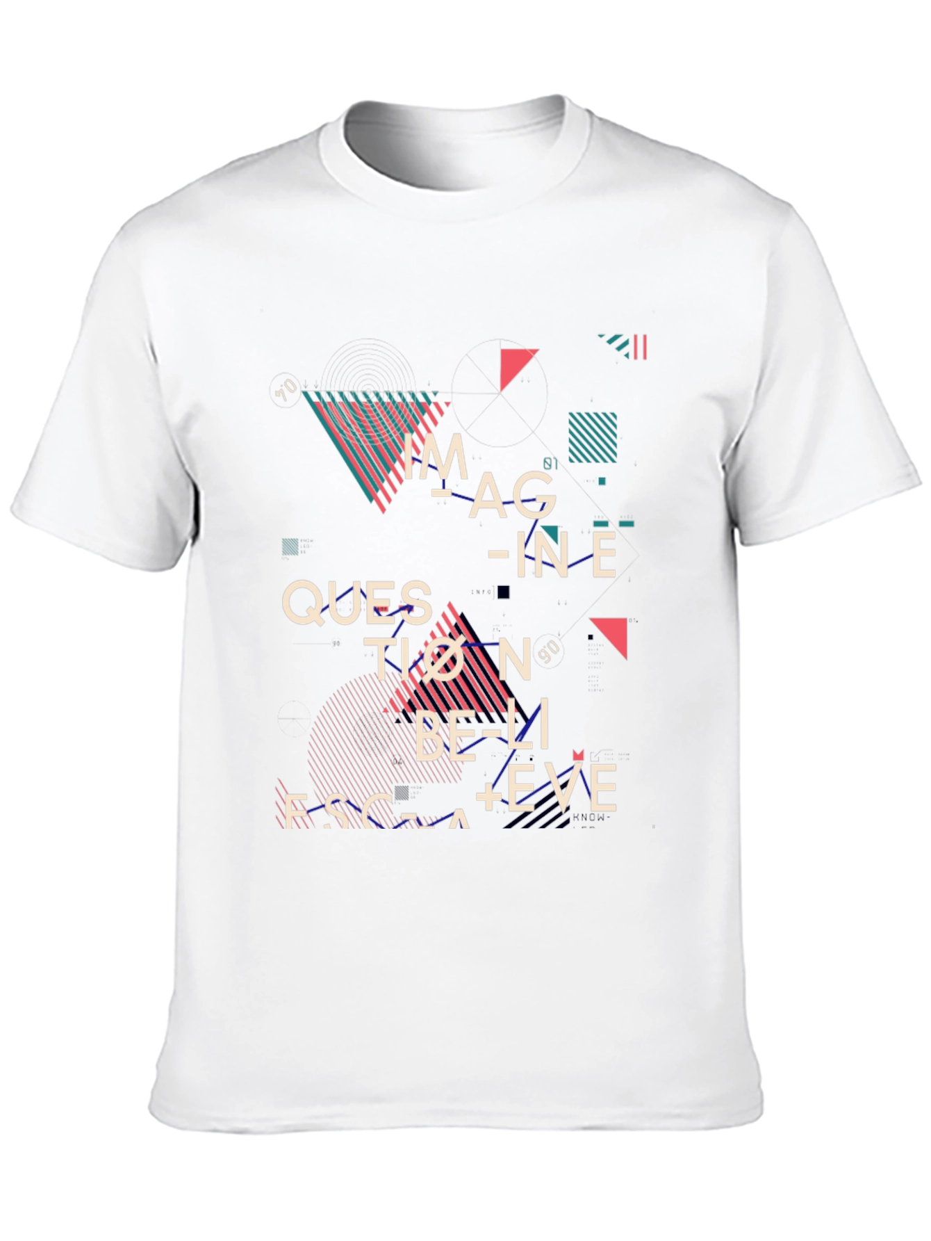 Black Abstract Graphic Print Tee - Imagine, Question, Believe view 10