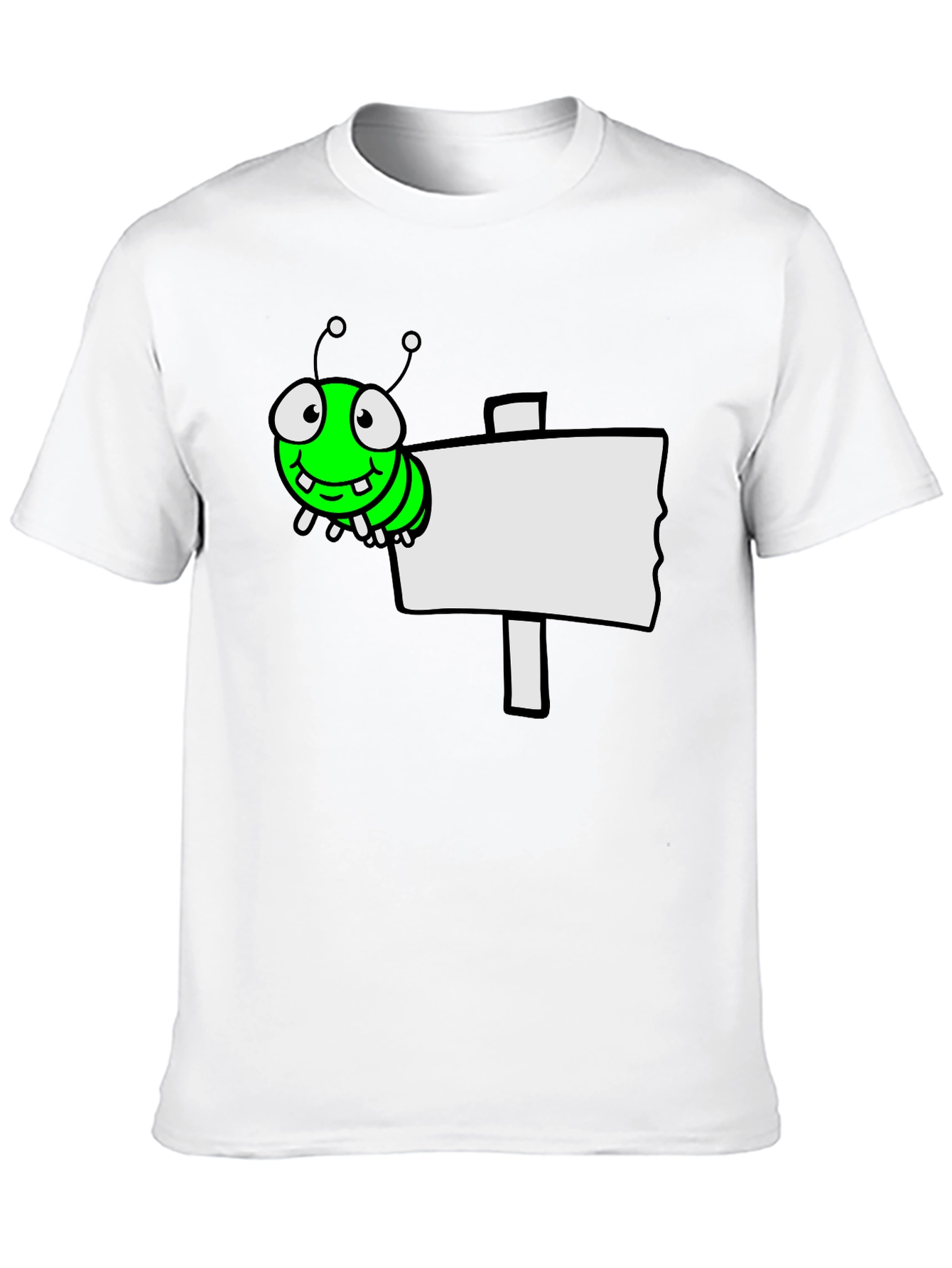 Black Cartoon Worm on Sign Graphic Tee - Black view 10