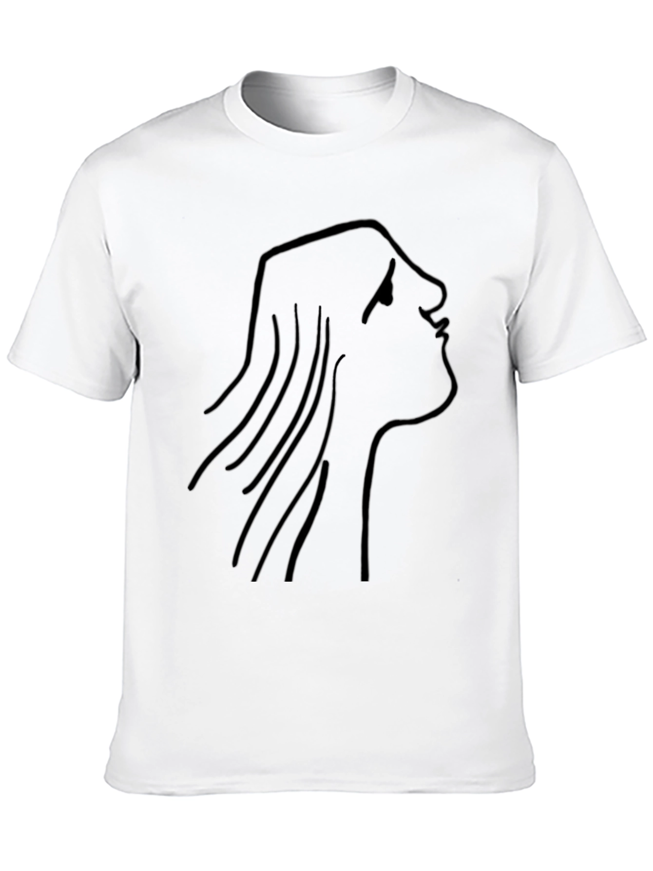 Black Minimalist Face Line Art Black T-Shirt view 10