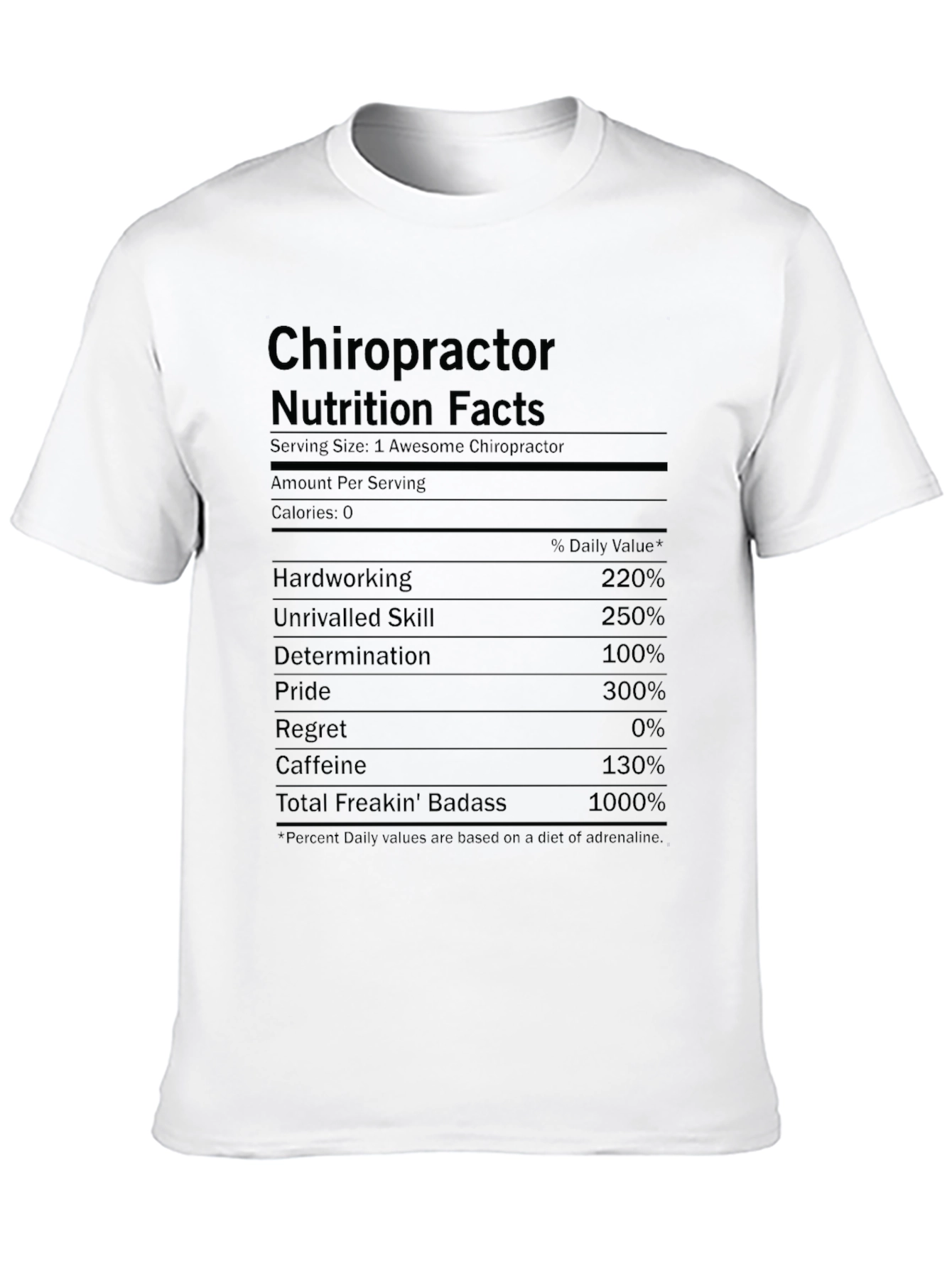Black Chiropractor Nutrition Facts Funny T-Shirt view 10