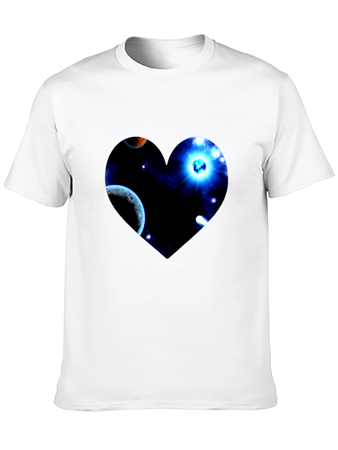 Black Galaxy Heart Graphic Men's Black T-Shirt view 10
