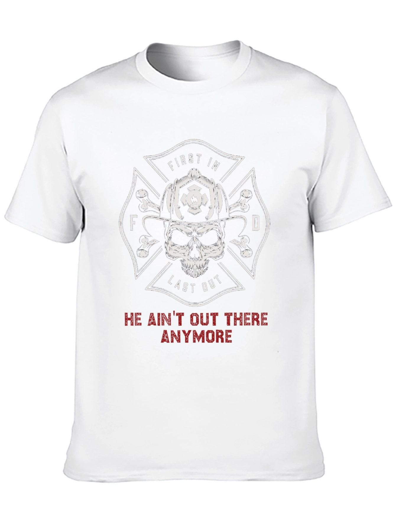 Black Firefighter Skull T-Shirt - First In Last Out view 10
