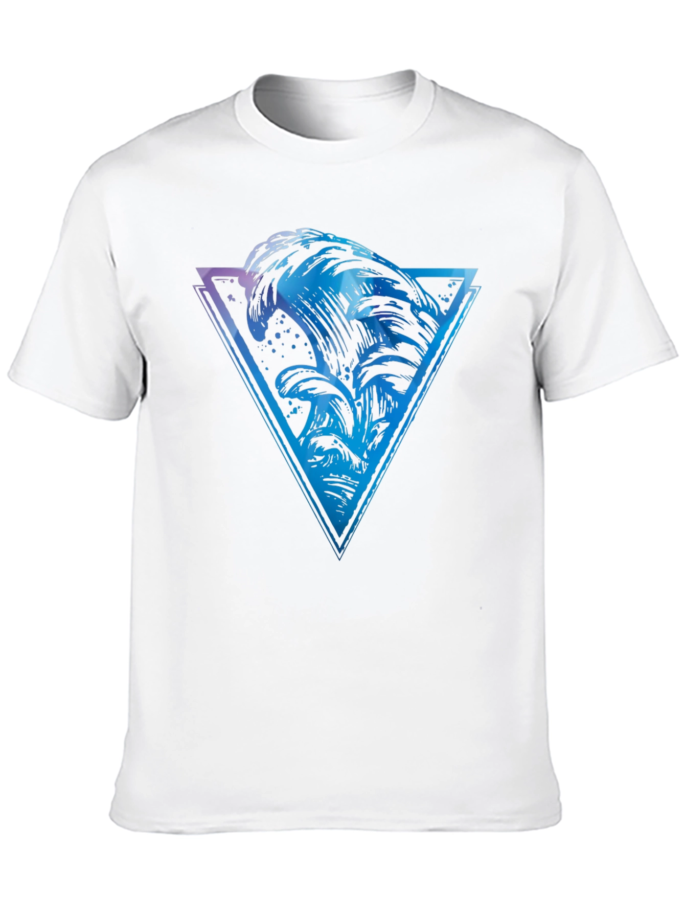 Black Ocean Wave Triangle Graphic Tee - Men's Black T-Shirt view 10