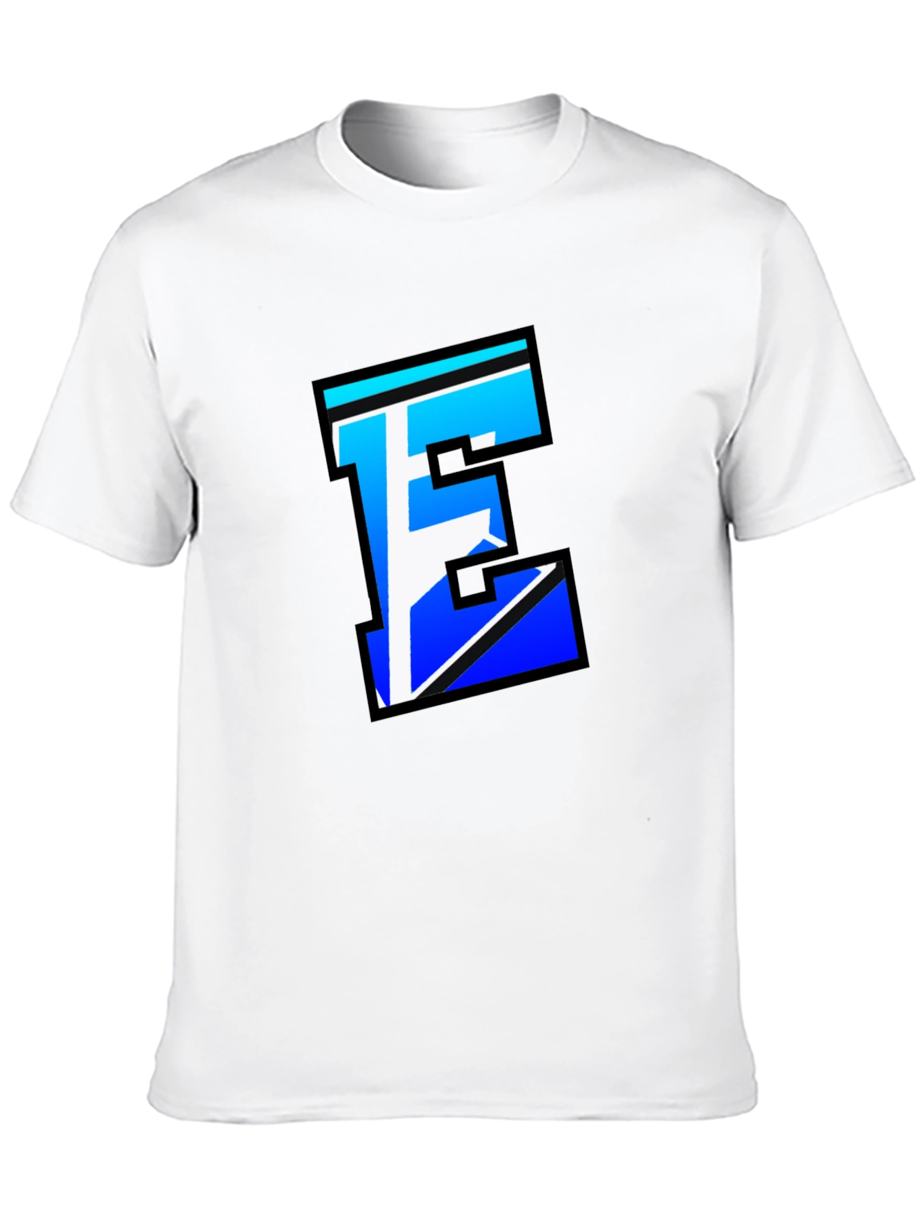 Black Stylish Letter E Graphic Tee - Black Cotton Blend view 10