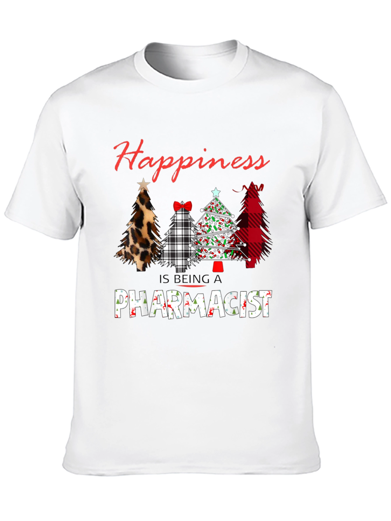 Black Happiness is Being A Pharmacist Christmas Tree T-Shirt view 10