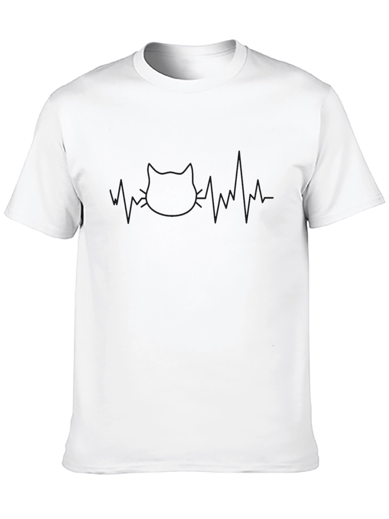 Black Cat Heartbeat Graphic Tee - Soft Cotton Blend view 10