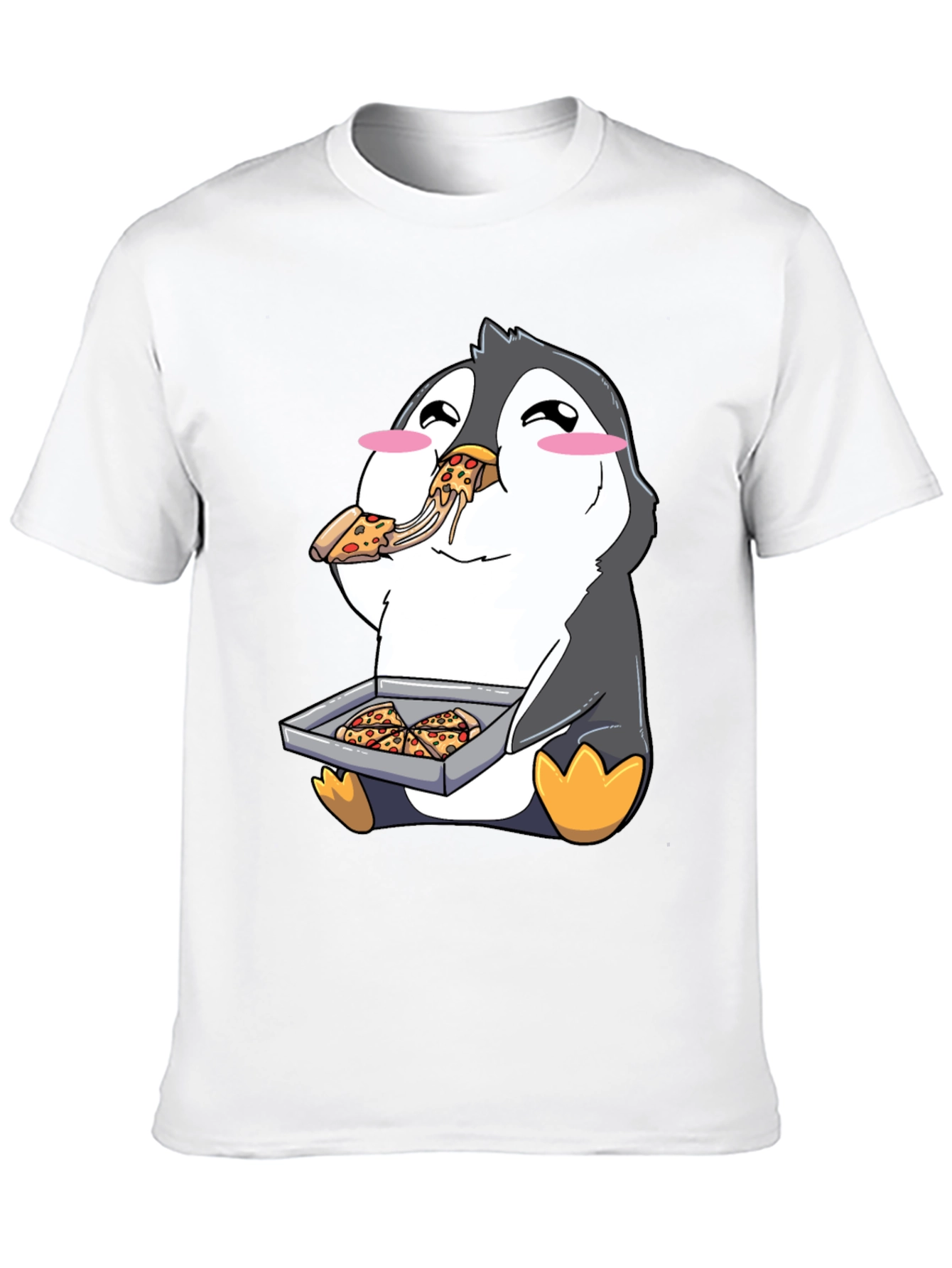 Black Pizza Penguin Graphic Tee - Cute & Fun Design view 10