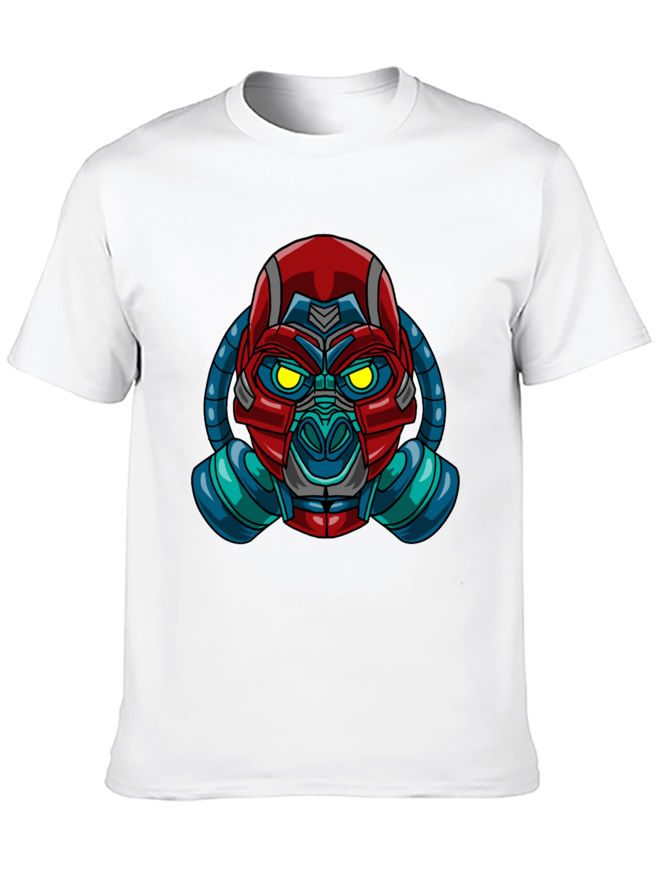 Black Futuristic Robot Gas Mask Graphic T-Shirt view 10