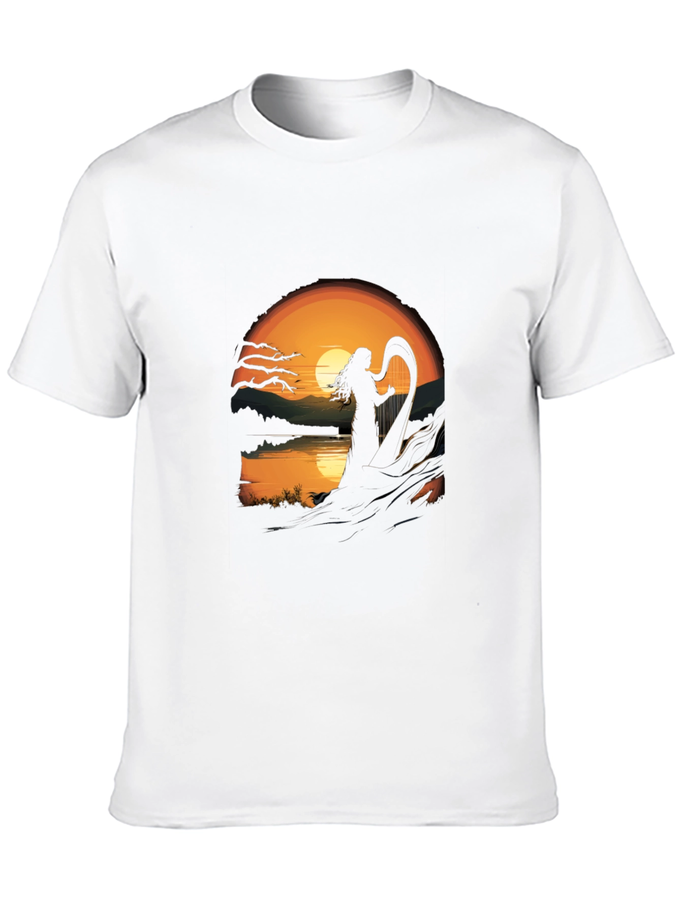 Black Sunset Harpist T-Shirt view 10