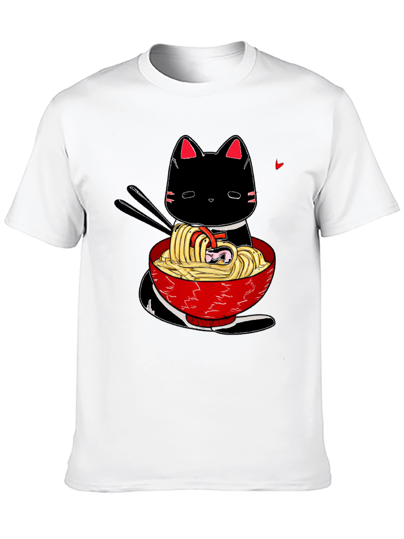Black Ramen Cat Black T-Shirt - Anime Style view 10