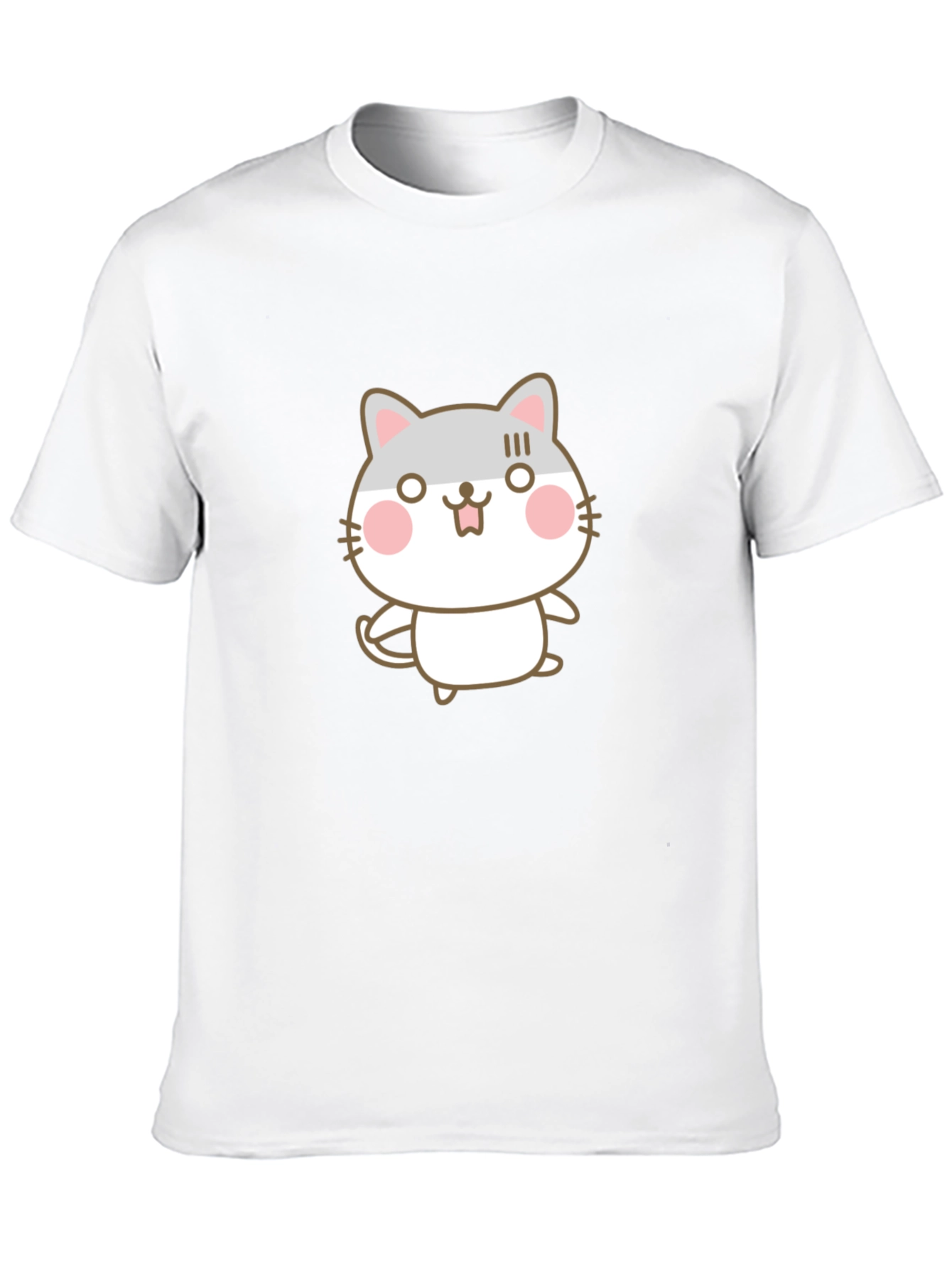 Black Cute Cartoon Cat Graphic Black T-Shirt view 10