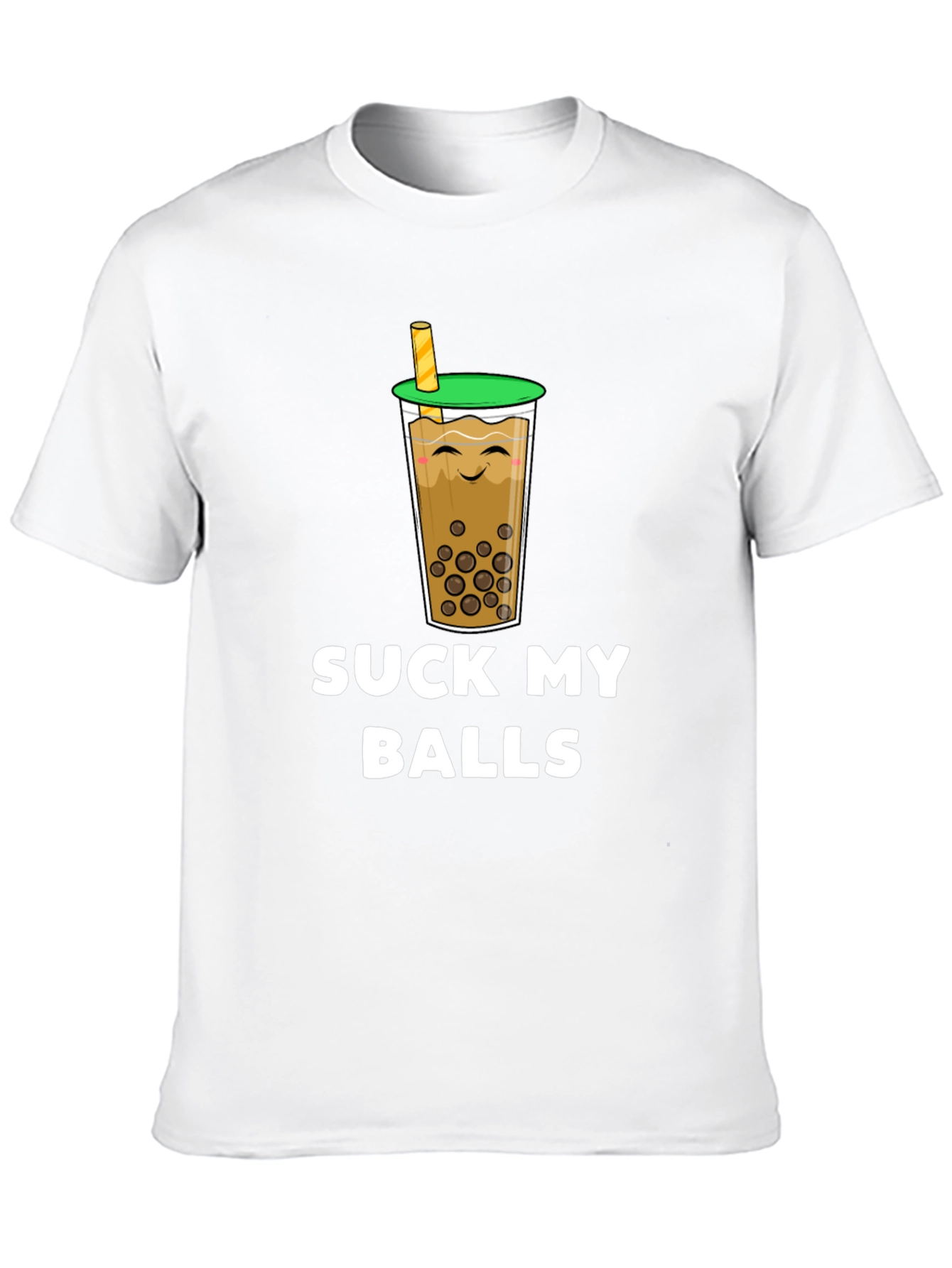 Black Suck My Balls Boba Tea Graphic T-Shirt view 10