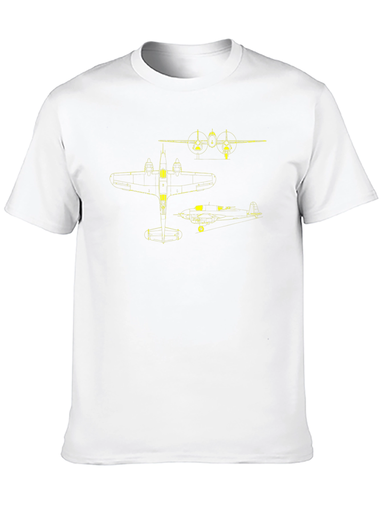 Black Vintage Airplane Blueprint Graphic T-Shirt view 10