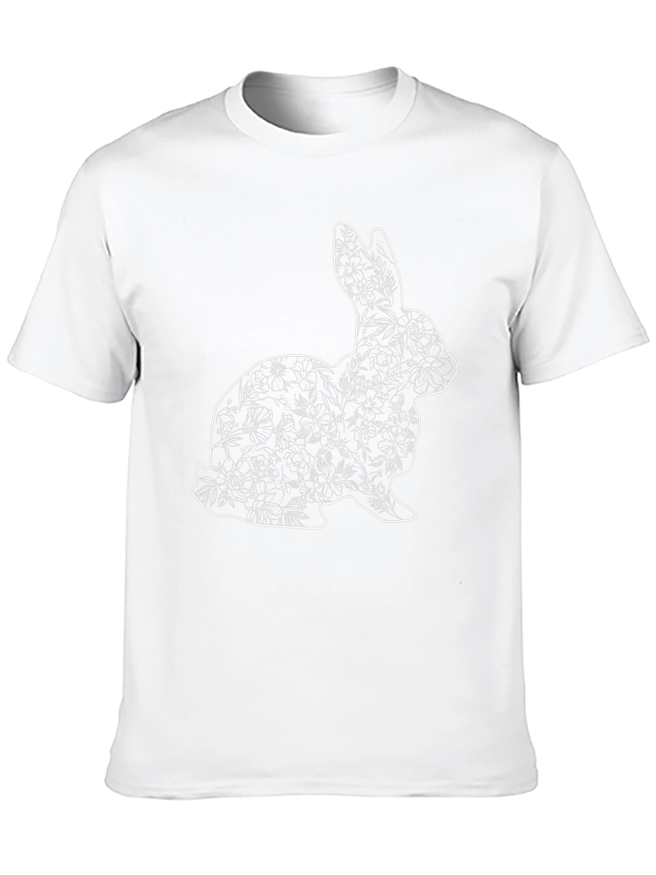 Black Floral Bunny Graphic Tee - Soft Black Cotton Blend view 10