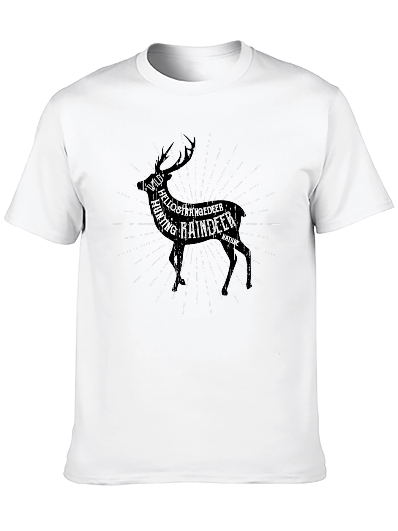 Black Reindeer Word Art T-Shirt - Black view 10