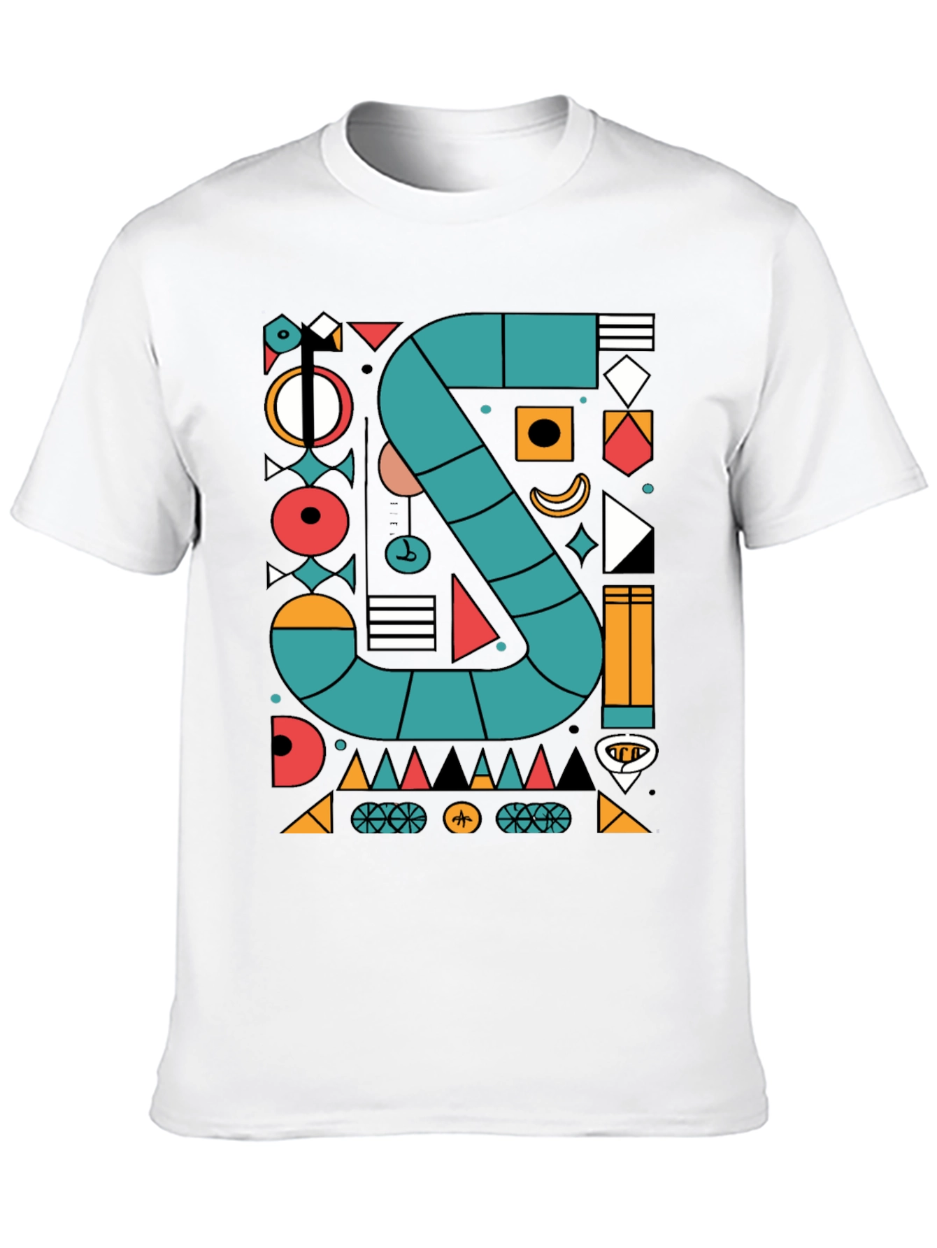 Black Geometric S Design T-Shirt - Modern Art Tee view 10