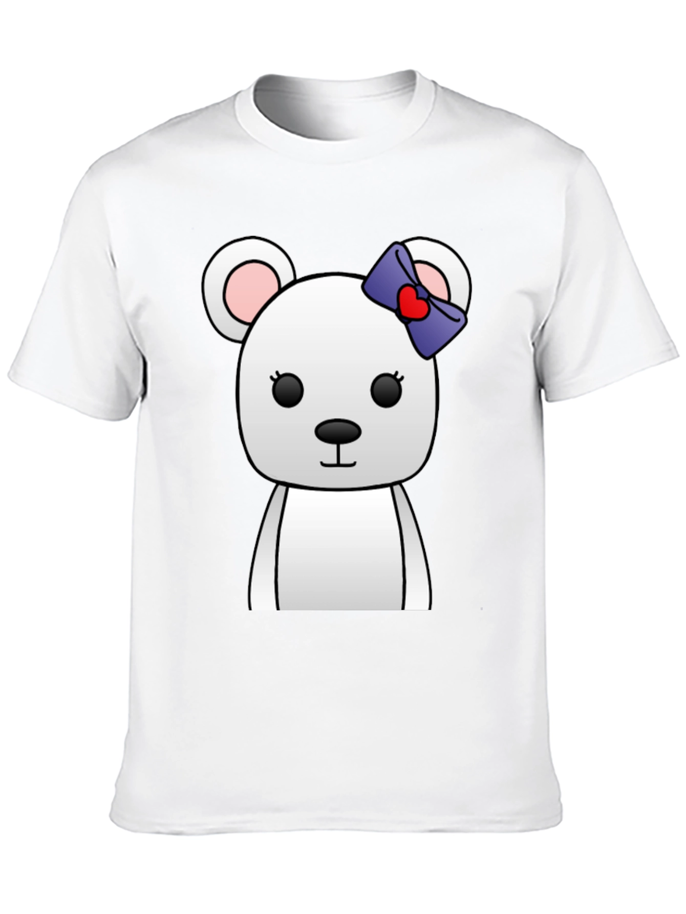 Black Cute Cartoon Bear T-Shirt - Unisex Black Tee view 10