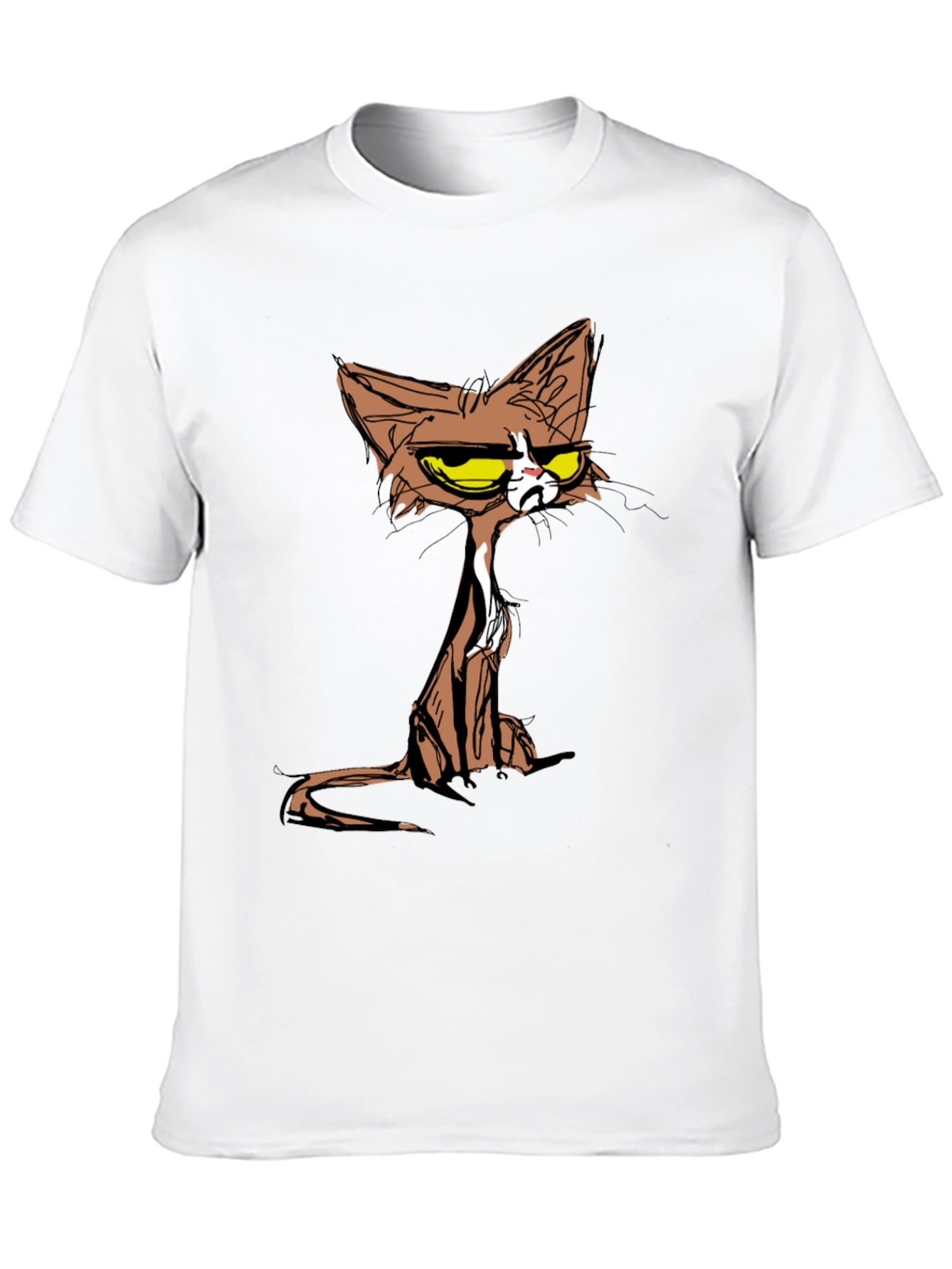 Black Grumpy Cat T-Shirt - Cartoon Style Tee view 10