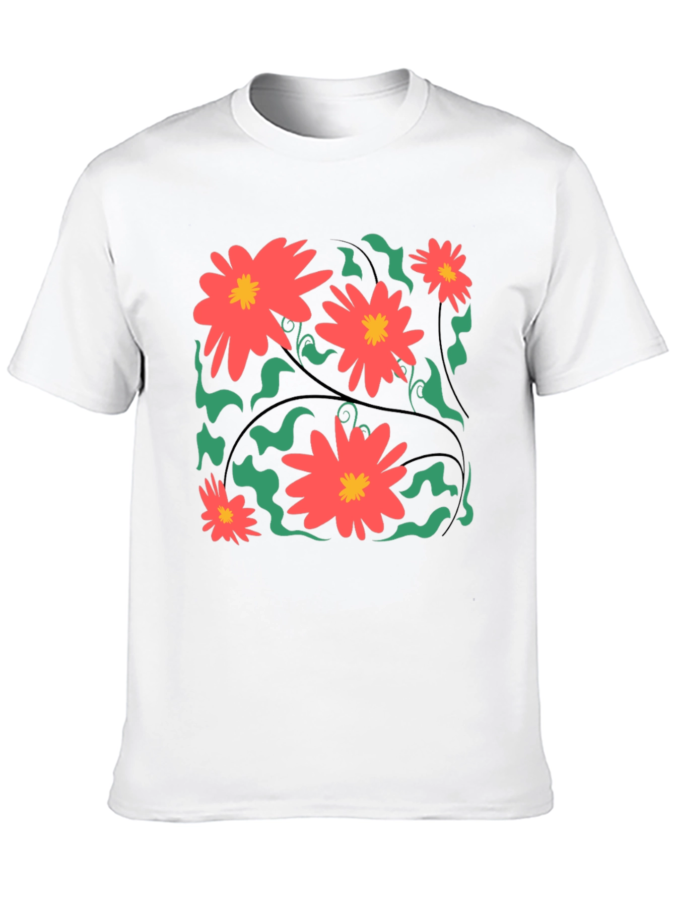 Black Floral Print Black T-Shirt view 10