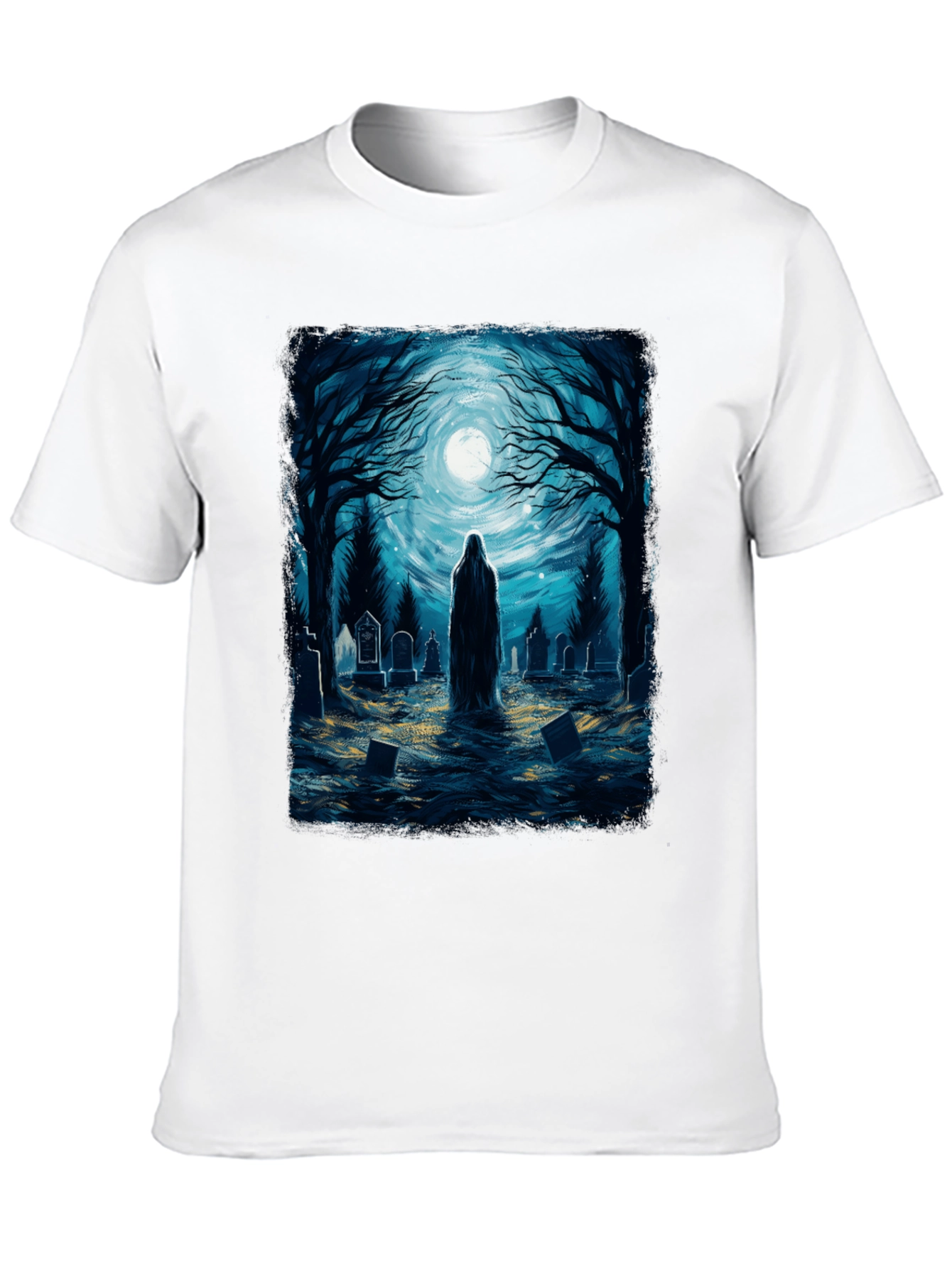 Black Ghostly Graveyard Tee - Spooky T-Shirt view 10