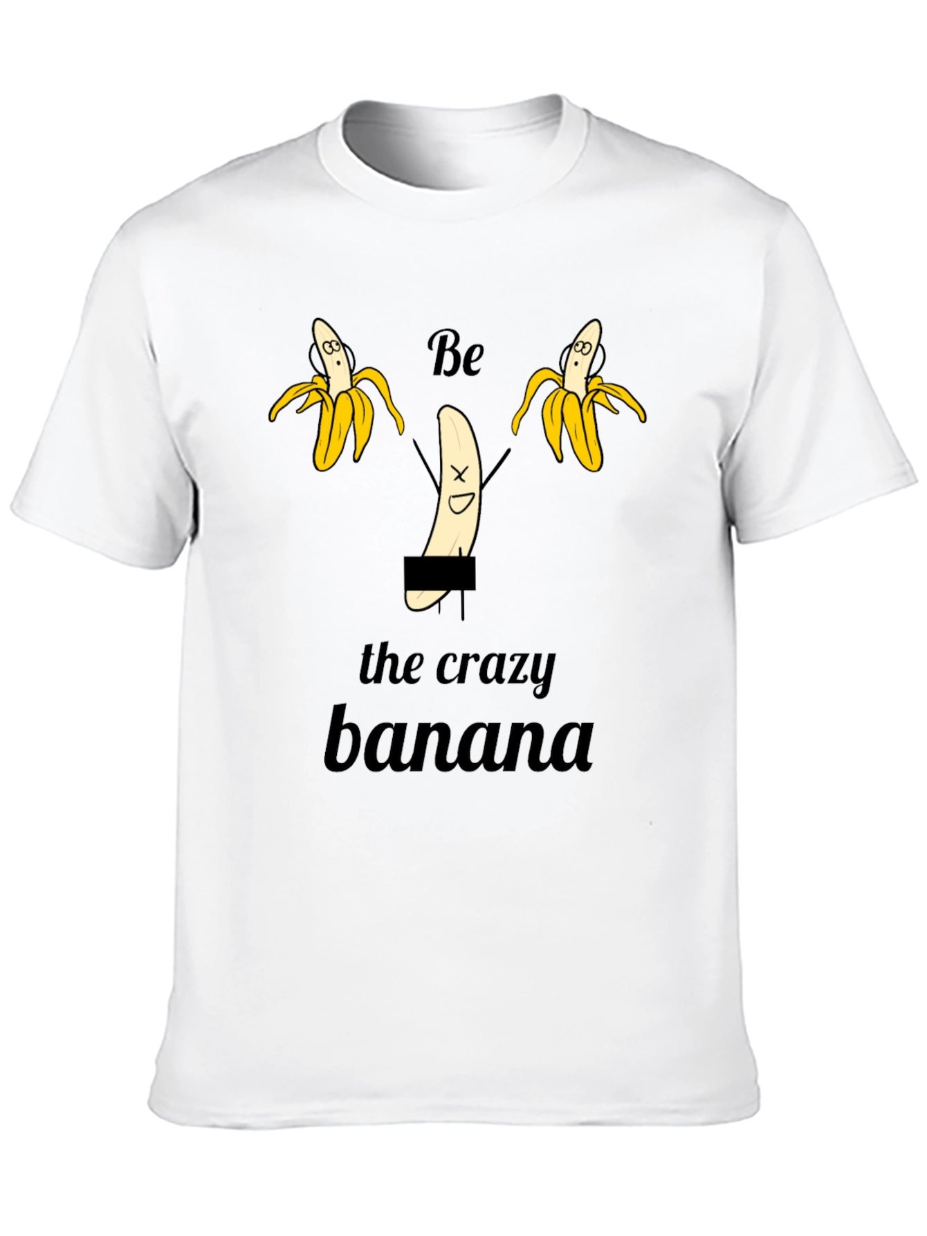 Black Crazy Banana Graphic T-Shirt - Unisex Black Tee view 10
