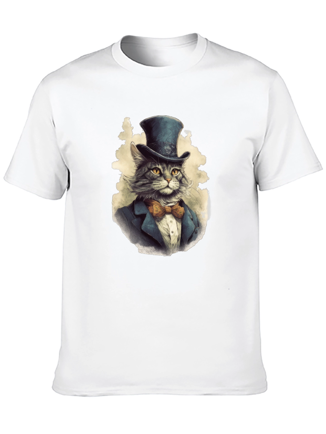 Black Dapper Cat Top Hat T-Shirt view 10
