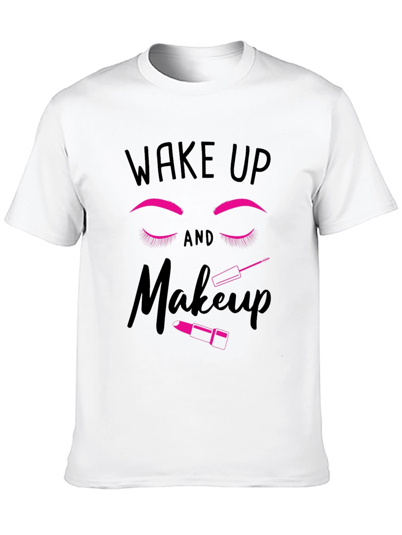 Black Wake Up and Makeup Graphic T-Shirt view 10