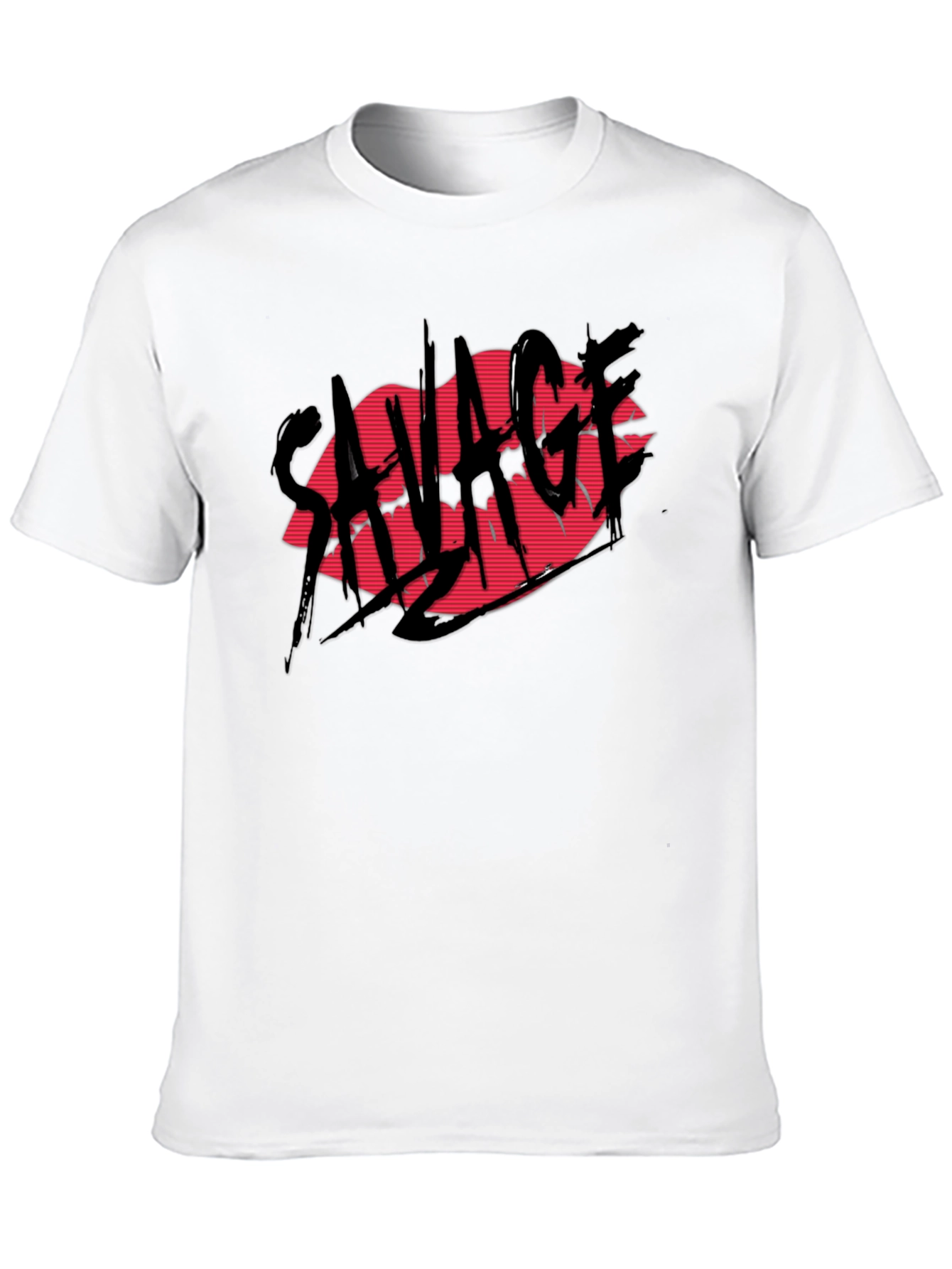 Black Savage Lips Graphic Black T-Shirt view 10