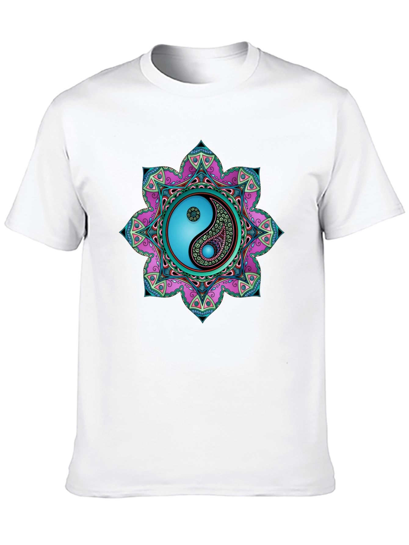 Black Yin Yang Mandala Graphic Tee - Black T-Shirt view 10