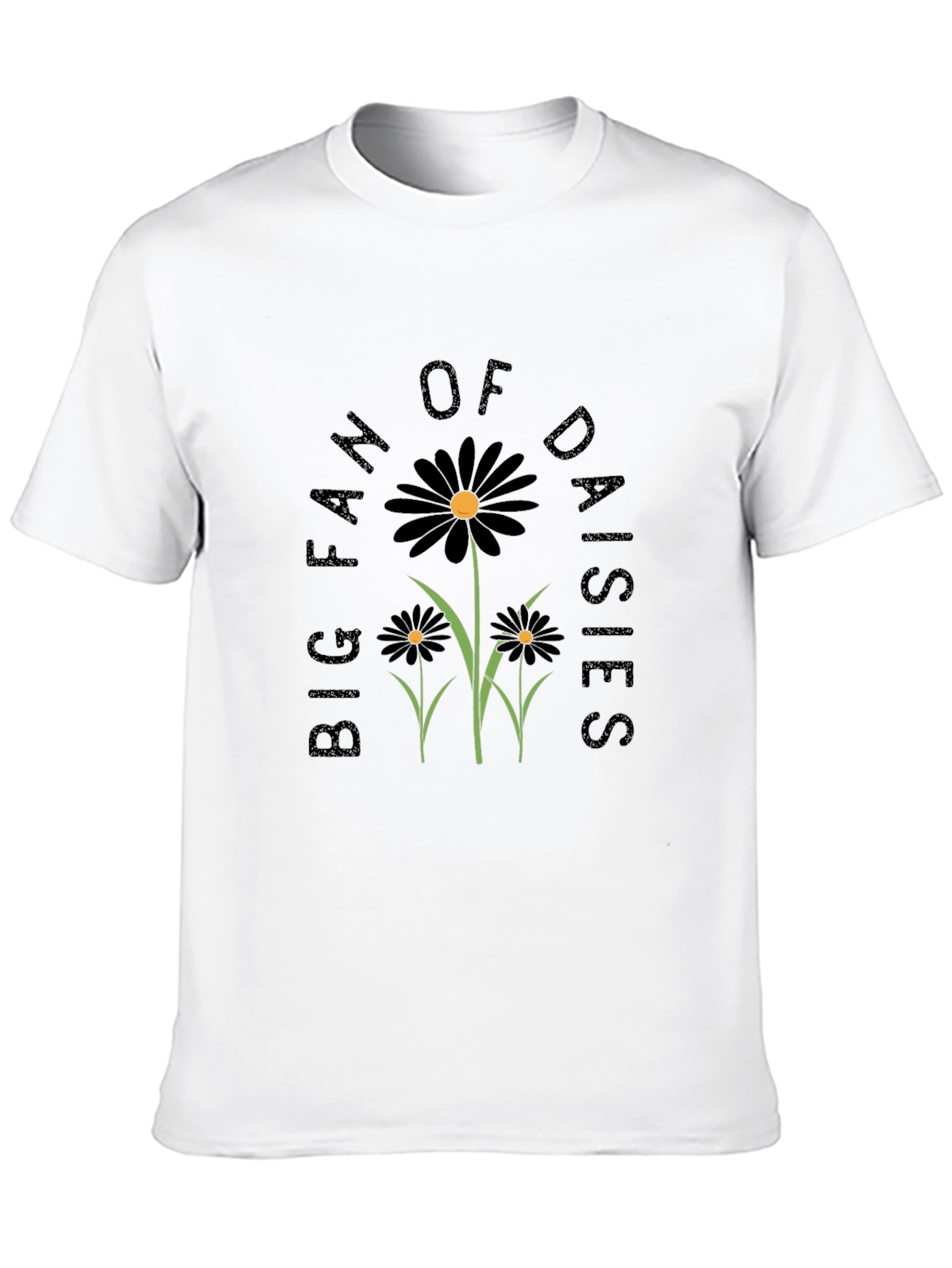 Black Big Fan of Daisies Black Graphic T-Shirt view 10