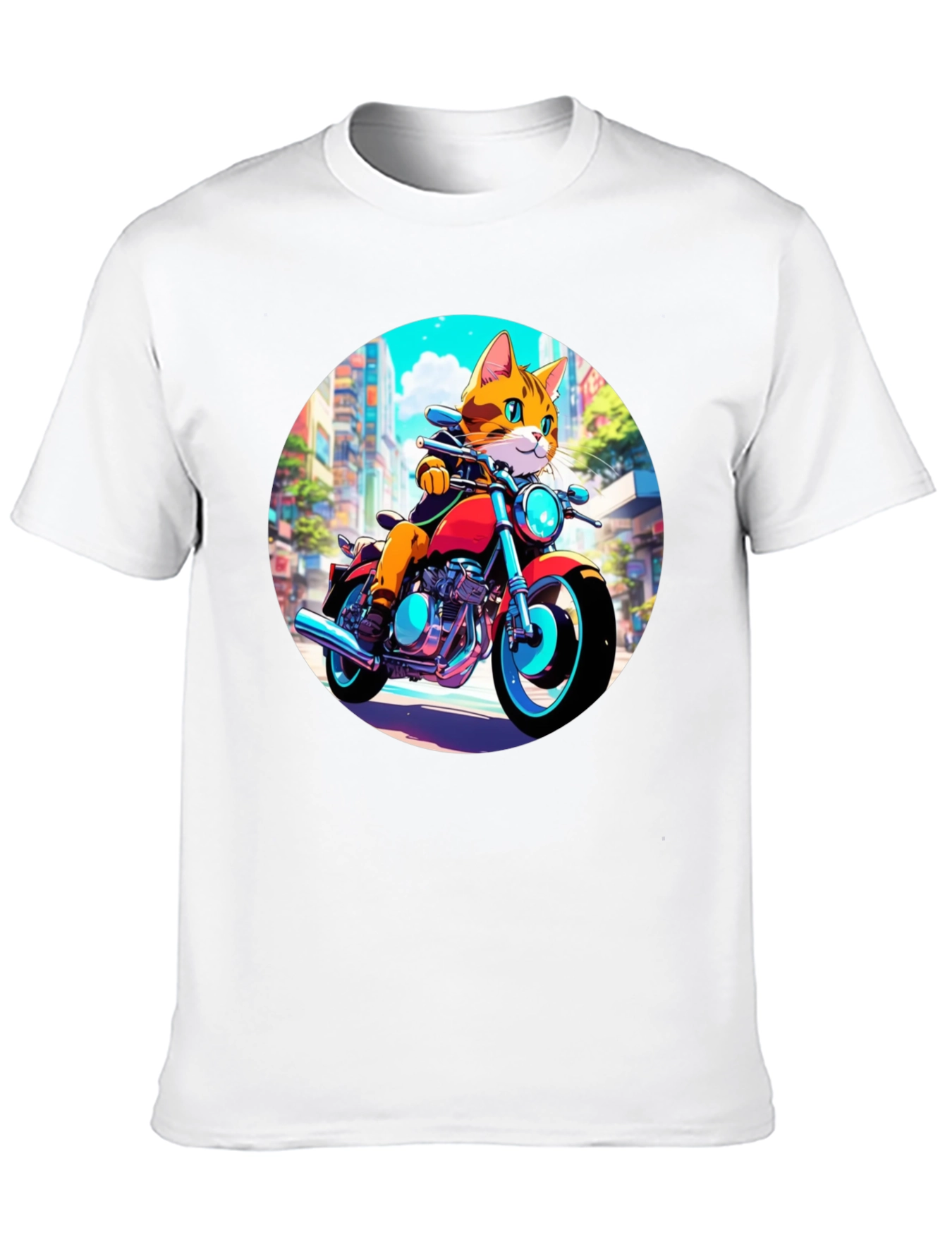 Black Cool Cat Motorcycle Rider Graphic T-Shirt view 10