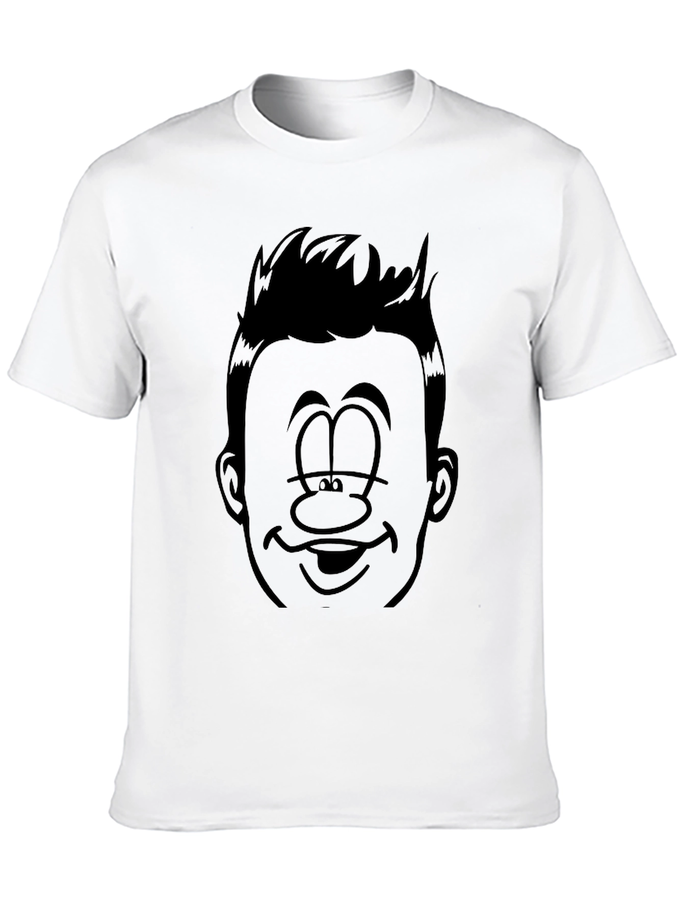 Black Funny Cartoon Face Black Graphic Tee view 10