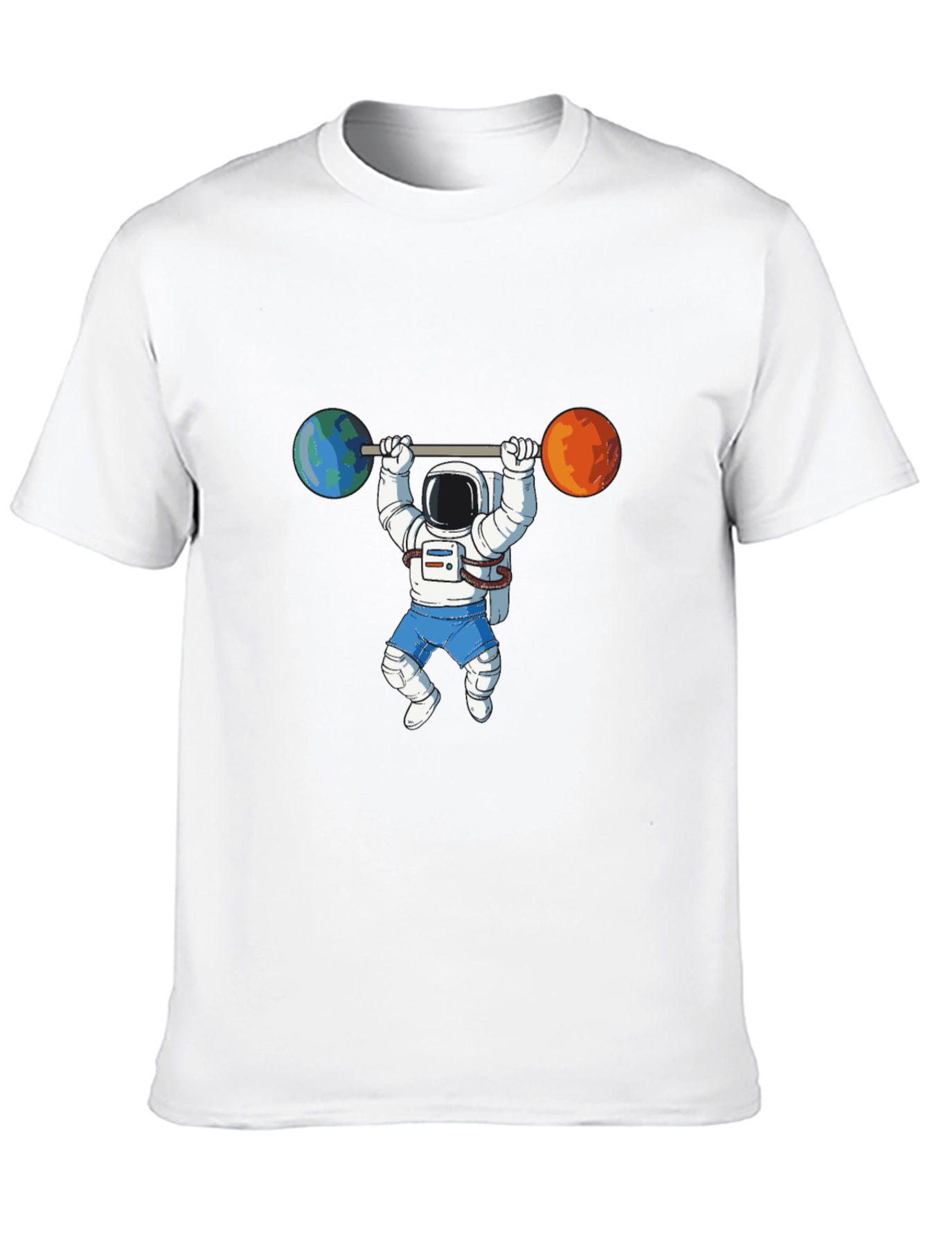 Black Astronaut Lifting Planets Graphic Tee view 10