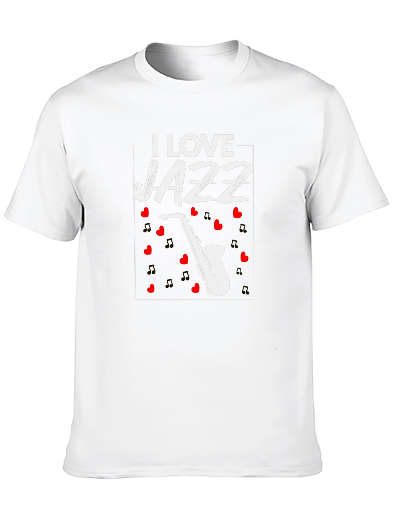 Black I Love Jazz Saxophone Graphic T-Shirt view 10