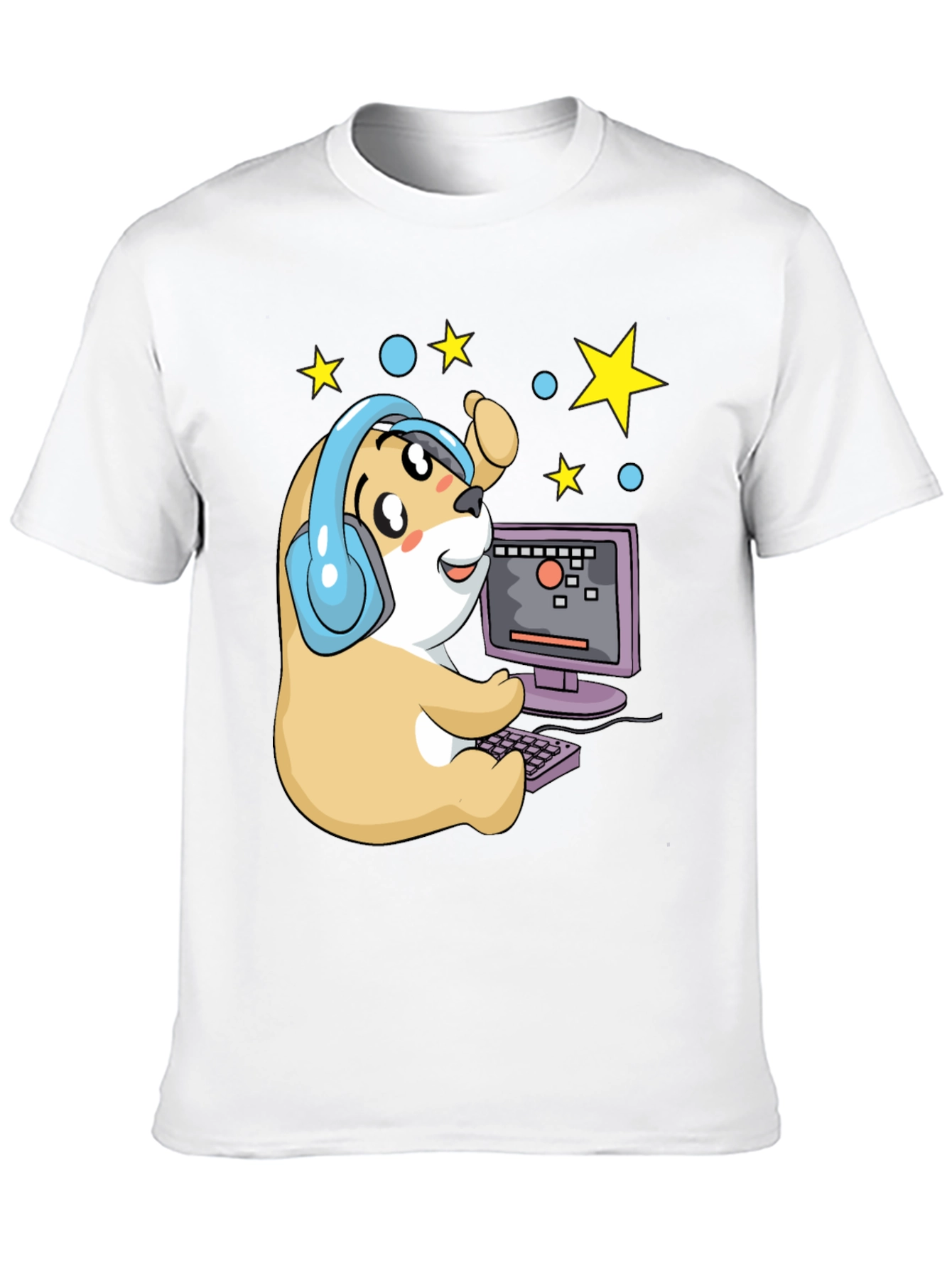 Black Gamer Hamster T-Shirt - Cute Cartoon Graphic Tee view 10