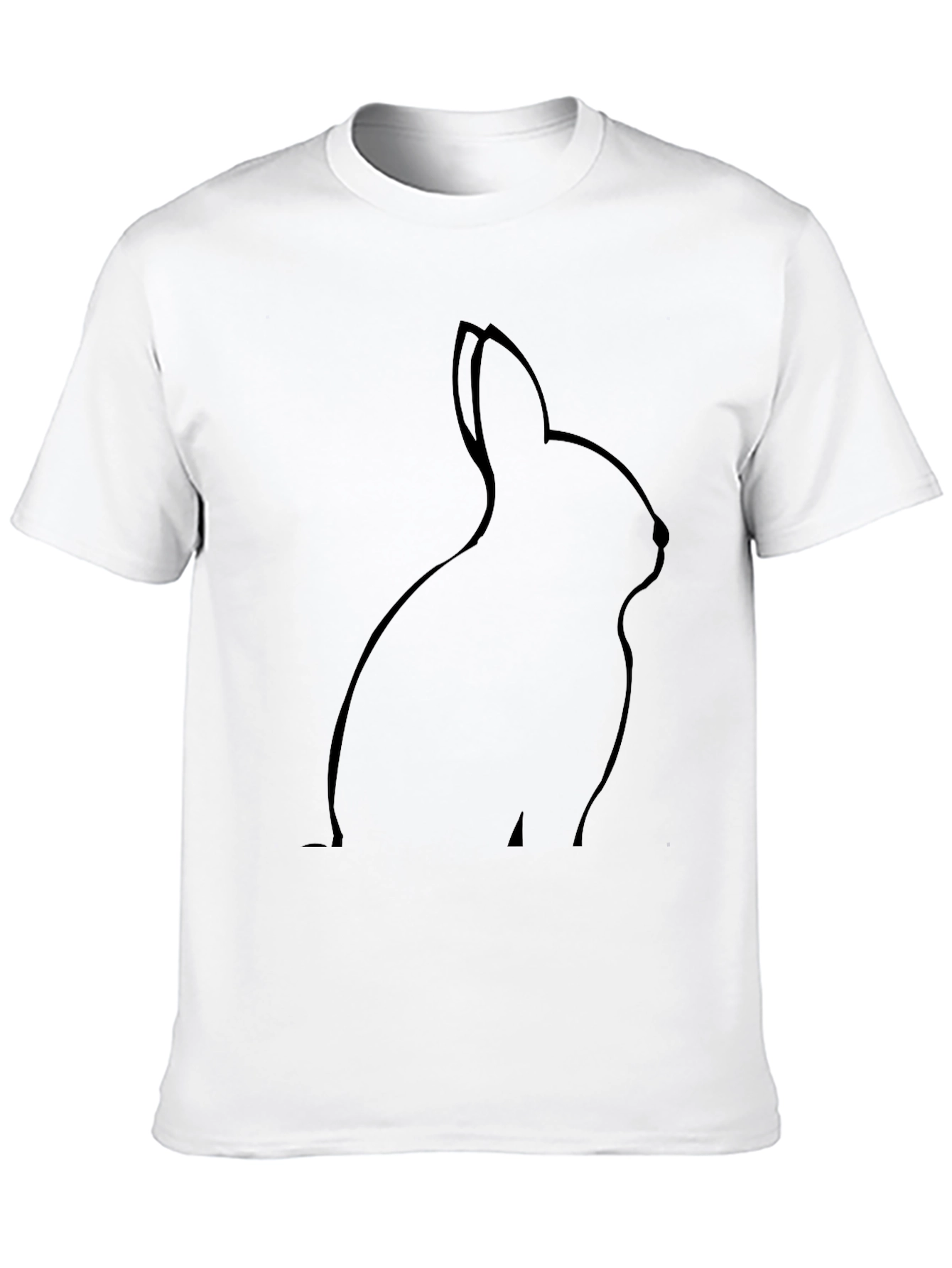 Black Rabbit Silhouette Black T-Shirt - Unisex Crew Neck view 10
