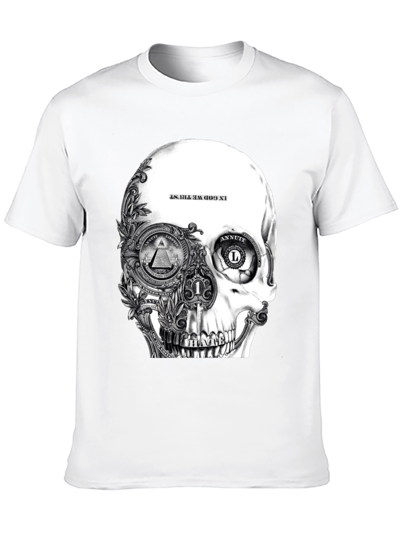 Black Skull & Money Graphic Print T-Shirt - Black view 10